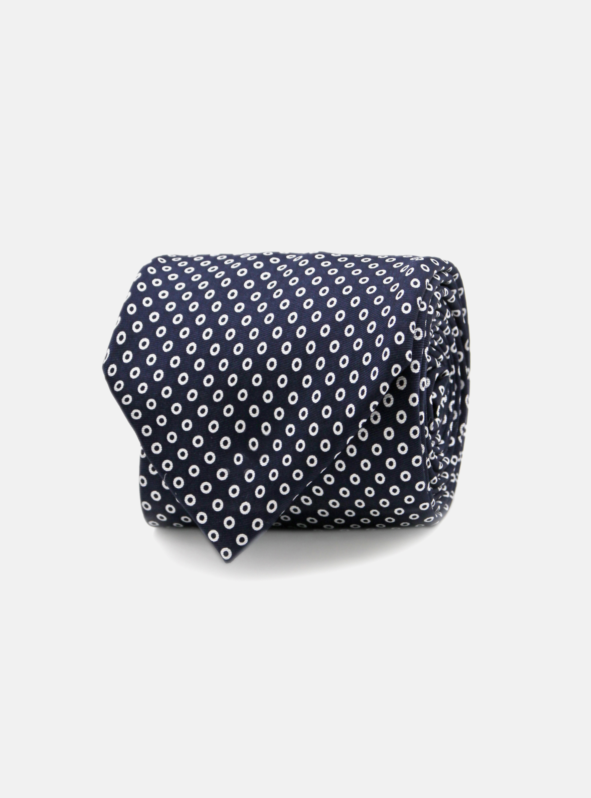 Cravatta 5 pieghe in seta con disegno a pois, ROSSO/BIANCO