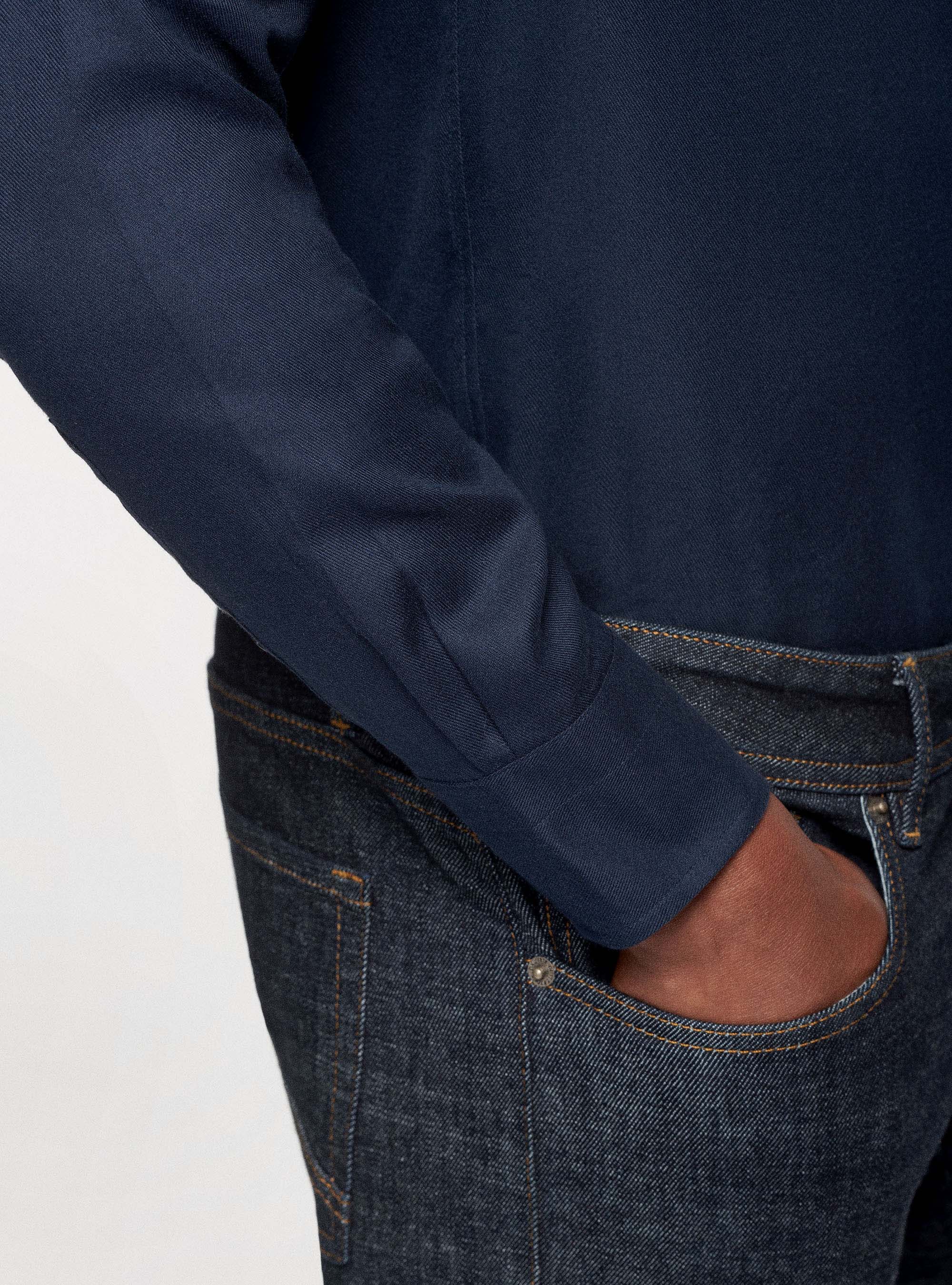 Camicia in flanella di cotone, BLU NAVY