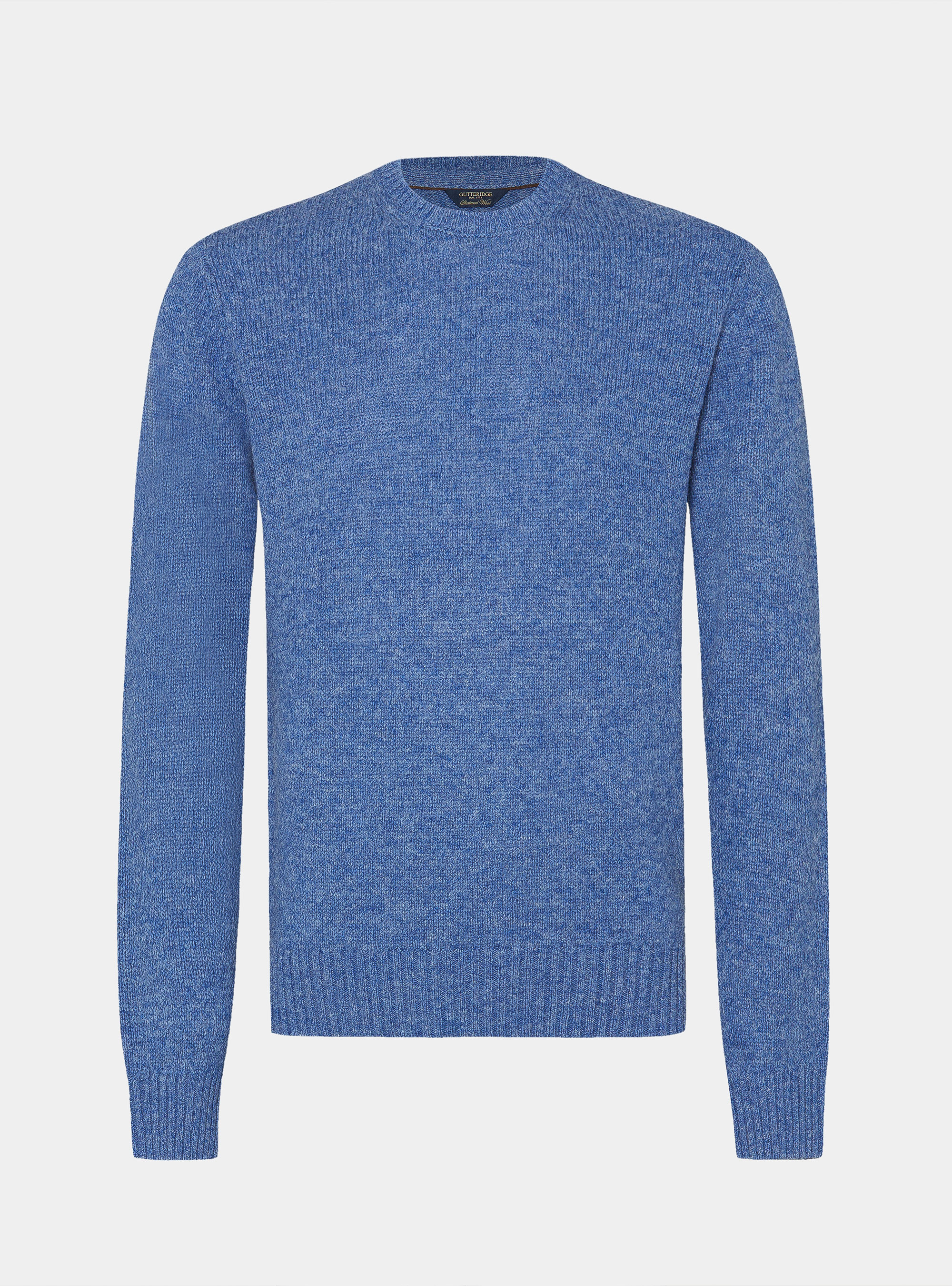 Punto de lana Shetland con cuello redondo, 0243C DENIM