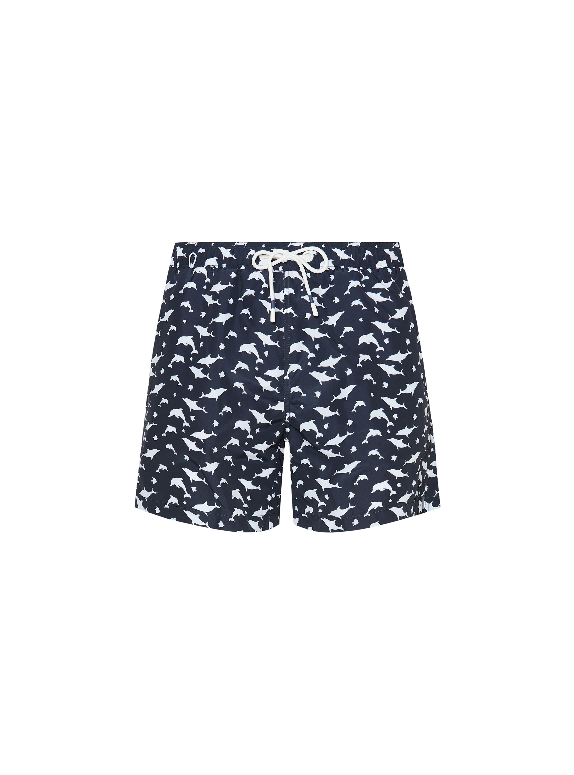 Costume da bagno con stampa fantasia pesci, NAVY BLUE