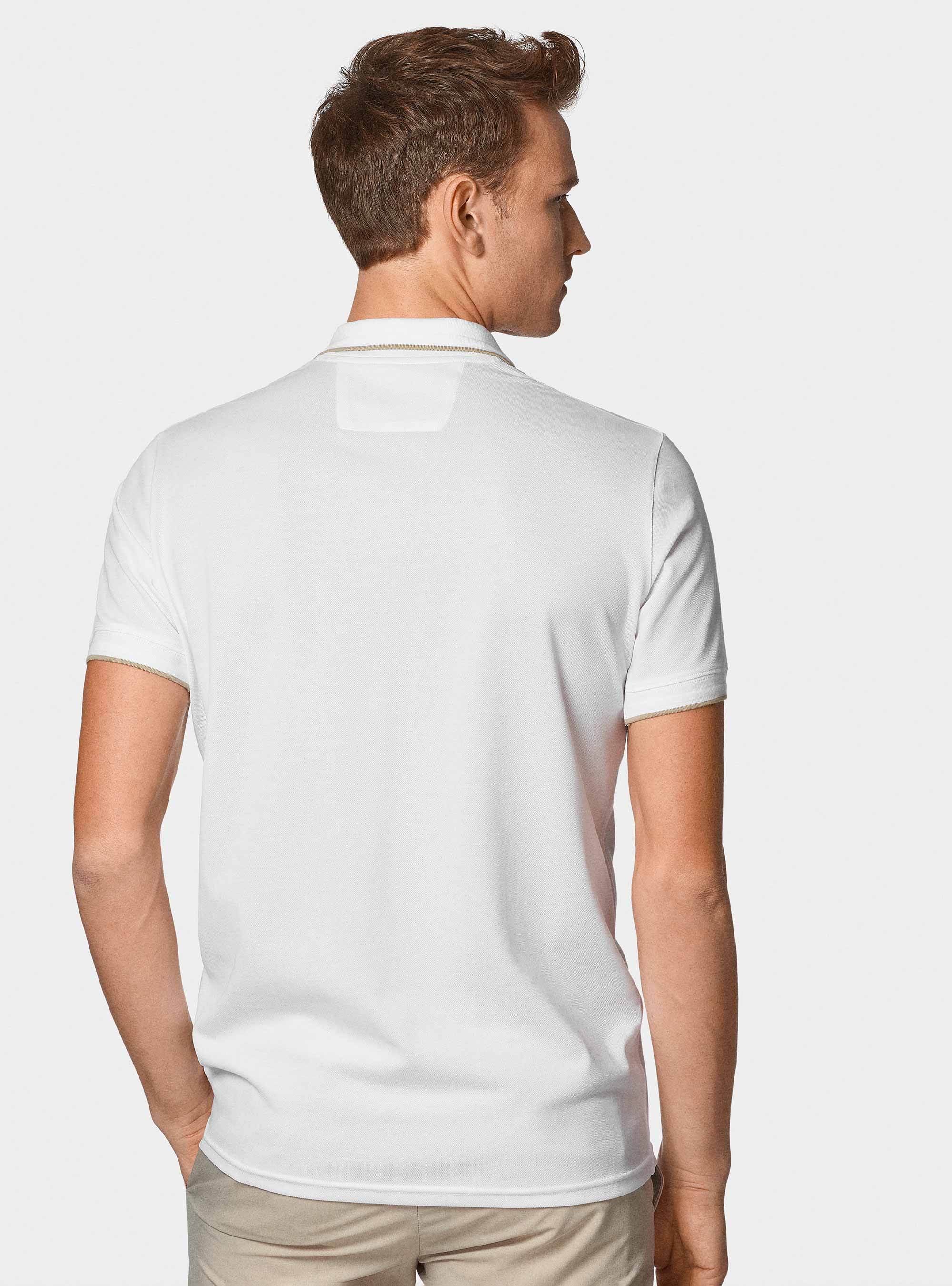 Polo piquant extensible sans bouton GT01, BLANC