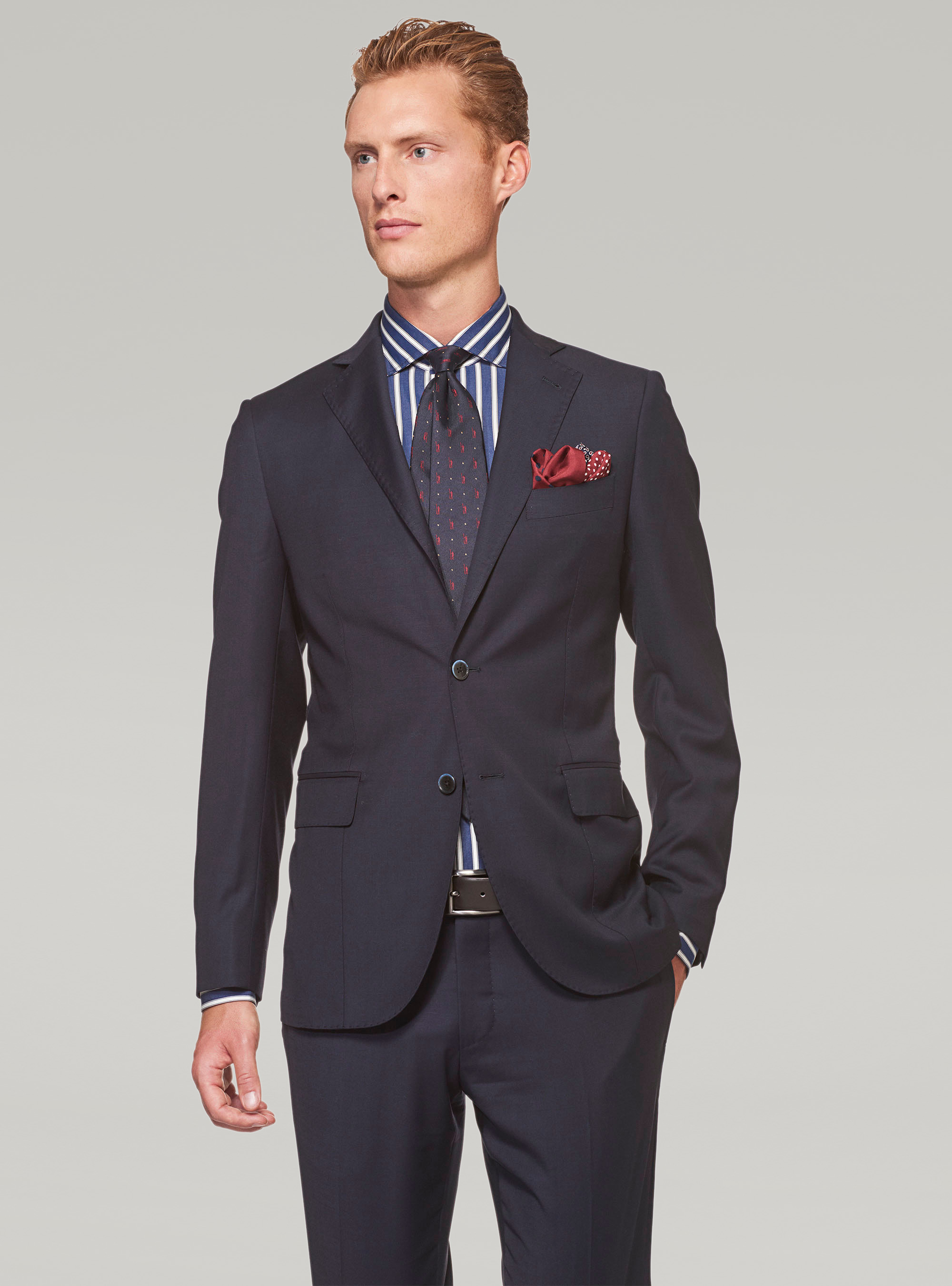 Wool suit, NAVY BLUE