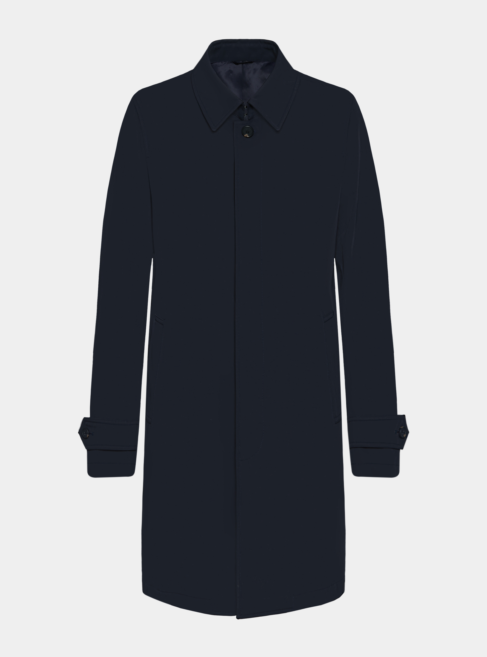 Impermeabile monopetto in misto cotone, BLU NAVY