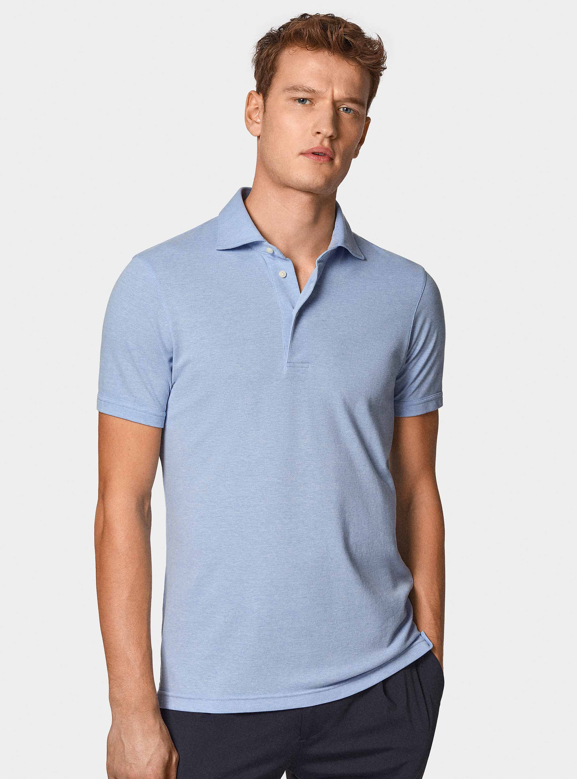 Polo en piqu&eacute; extensible GT01, BLEU CIEL