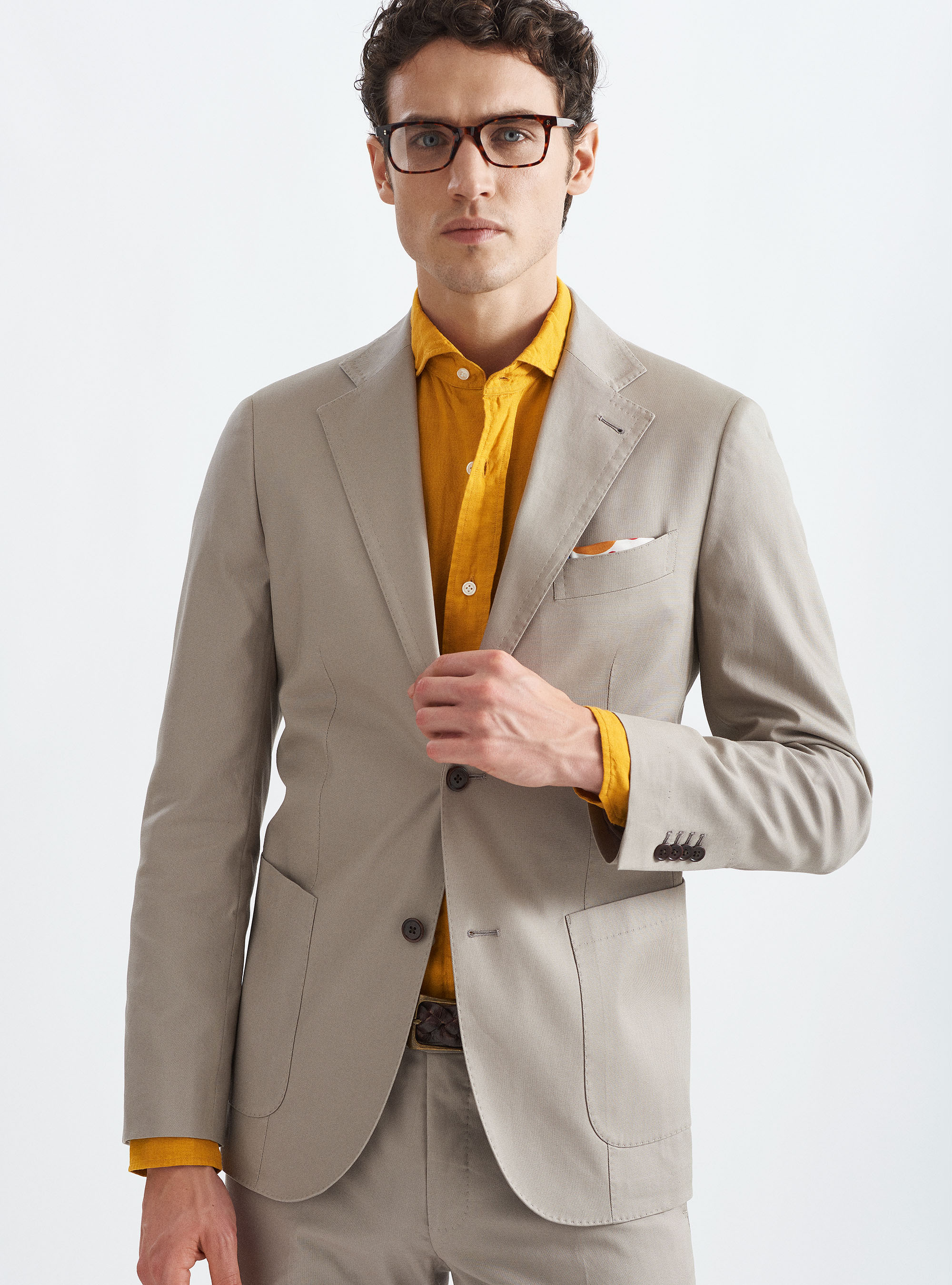 Giacca per abito in cotone stretch armaturato, FANGO