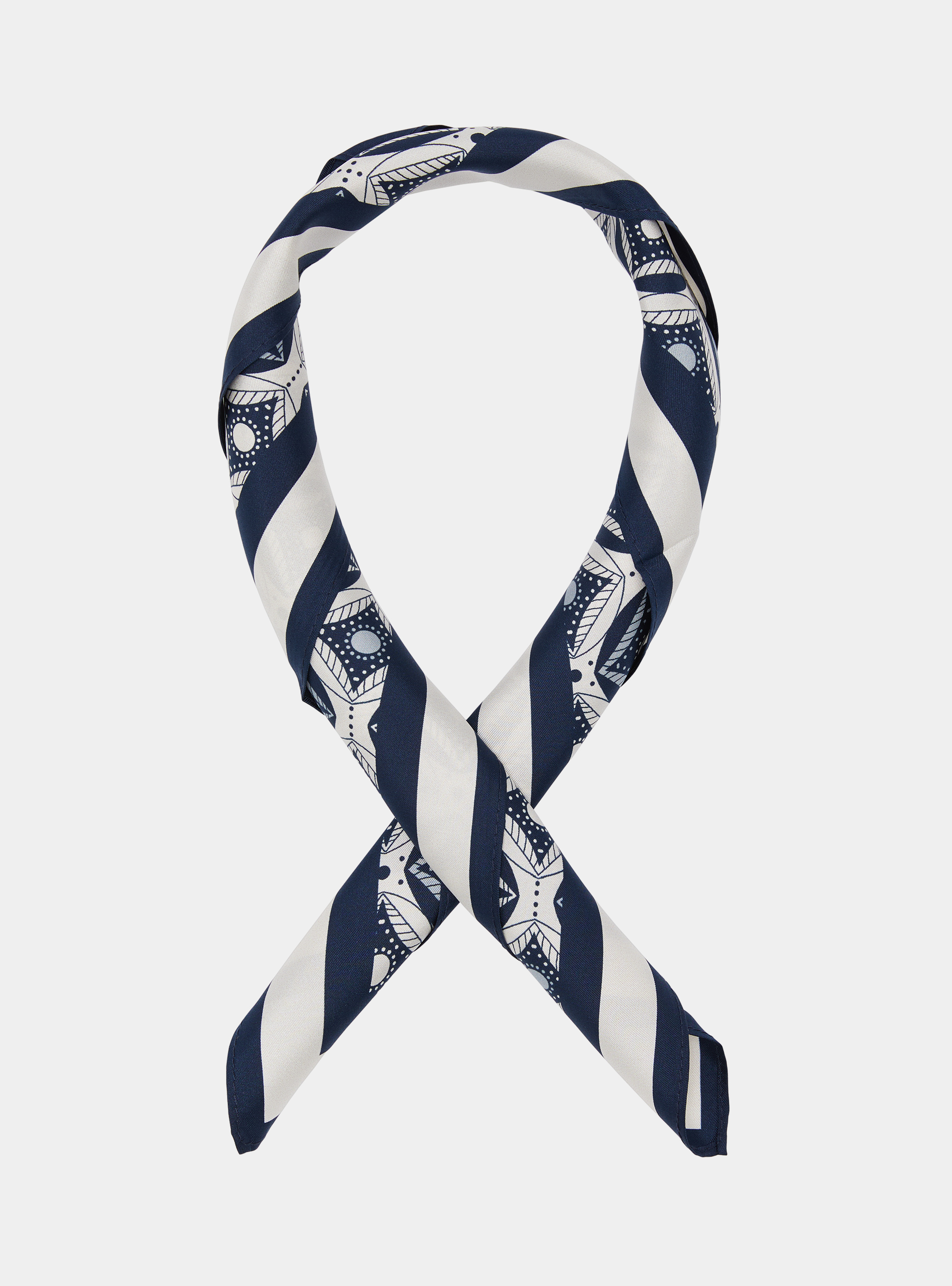 Foulard in seta stampa geometrica, BLU NAVY
