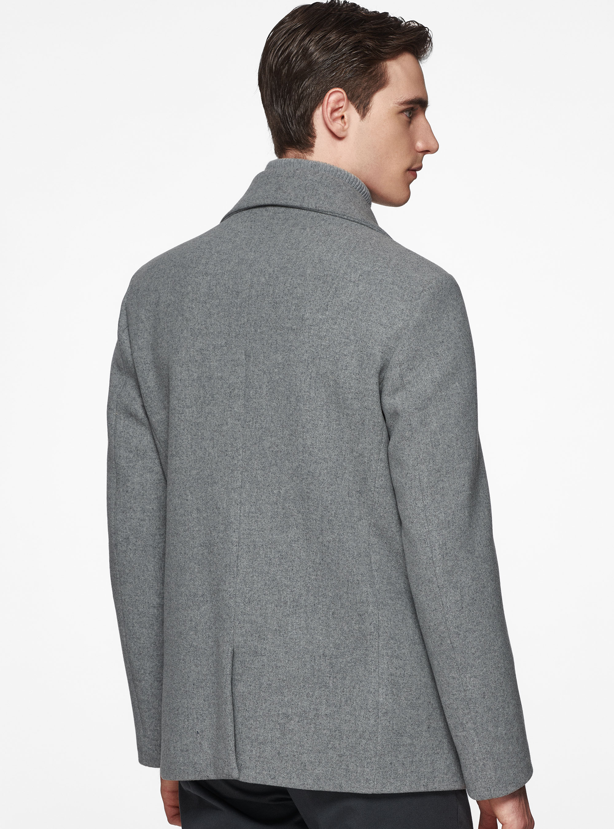 Chaquetón en mezcla de lana, GRIS MARENGO