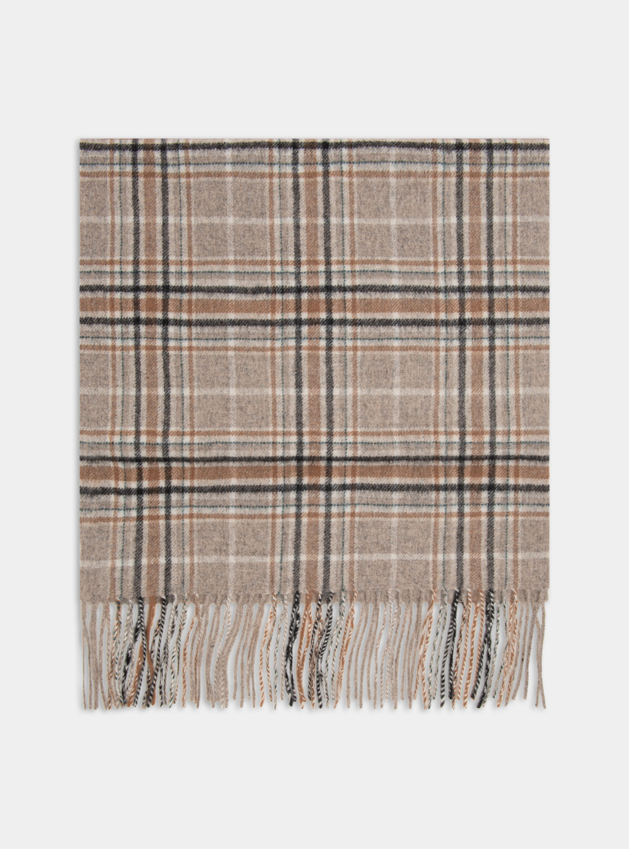 Sciarpa a quadri in lana cashmere, ECRU