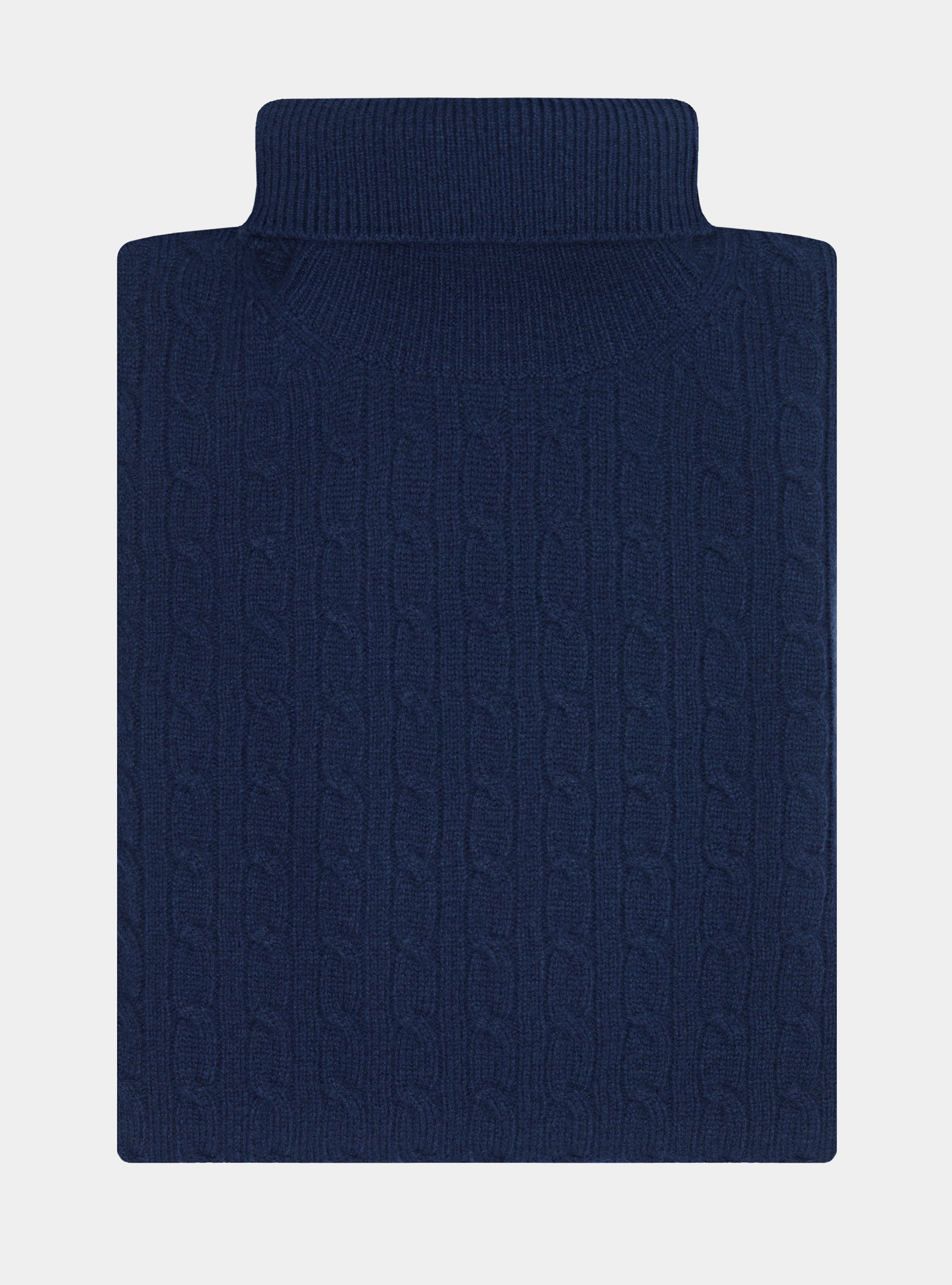 Maglia collo alto in lana cashmere con treccia, INCHIOSTRO