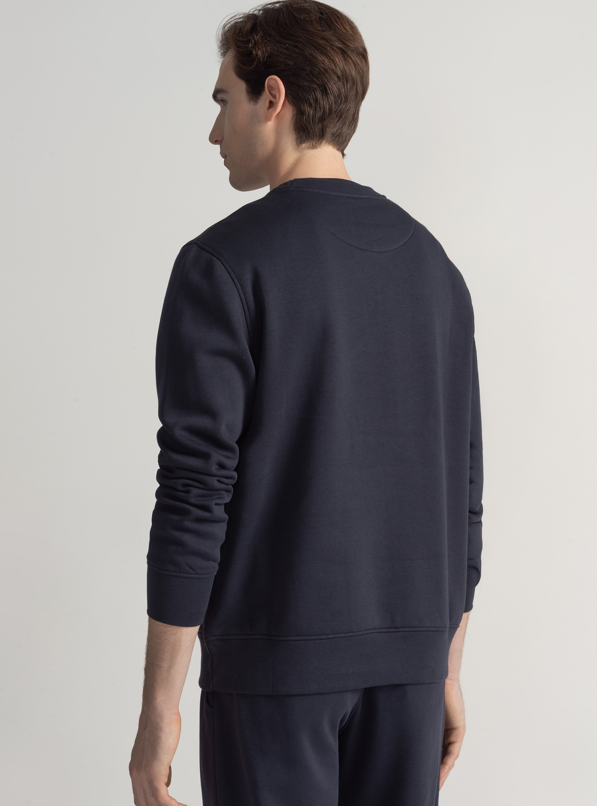 Sudadera de cuello redondo con logotipo, AZUL MARINO