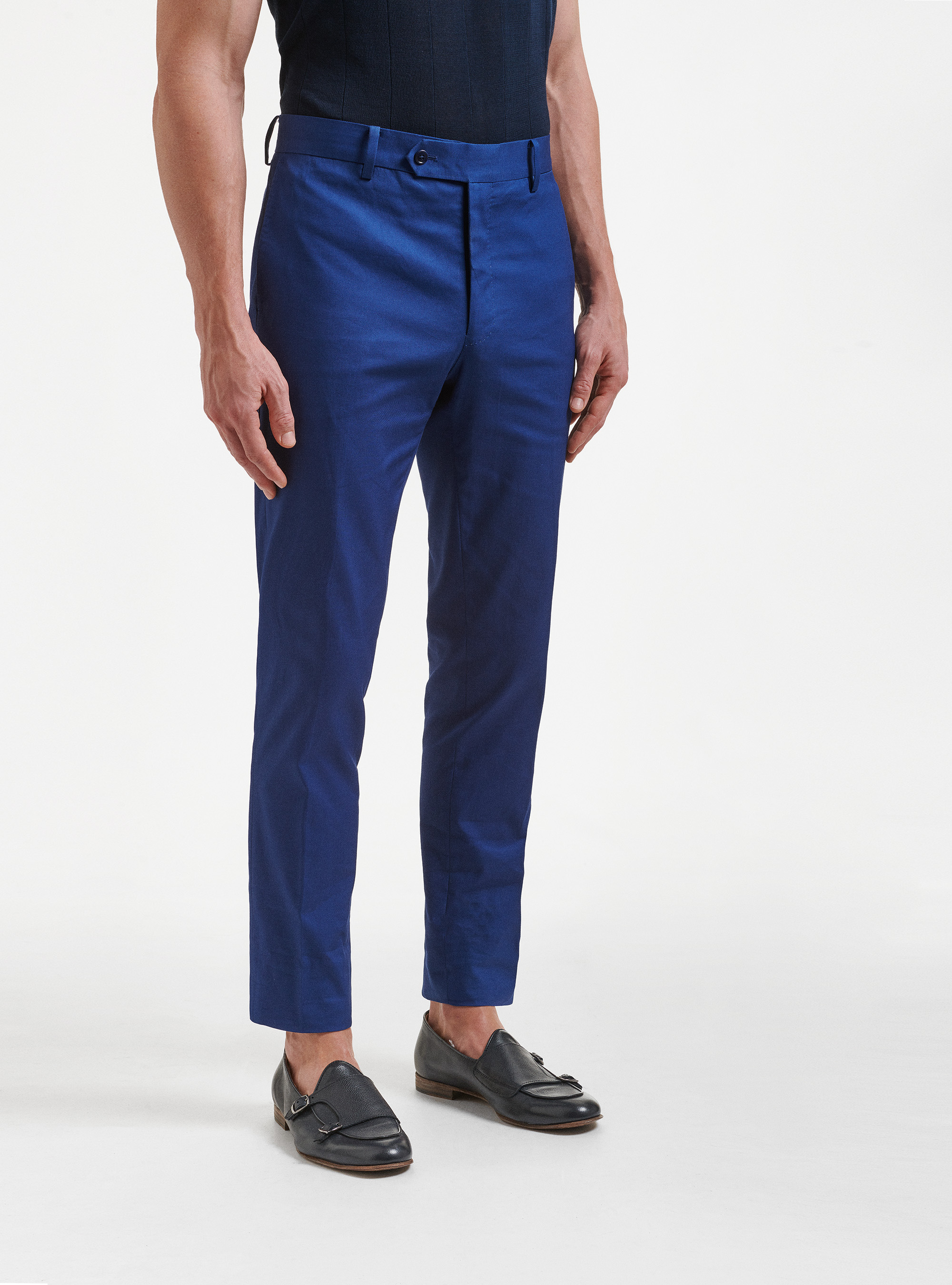Pantaloni per abito in cotone armaturato, BLU
