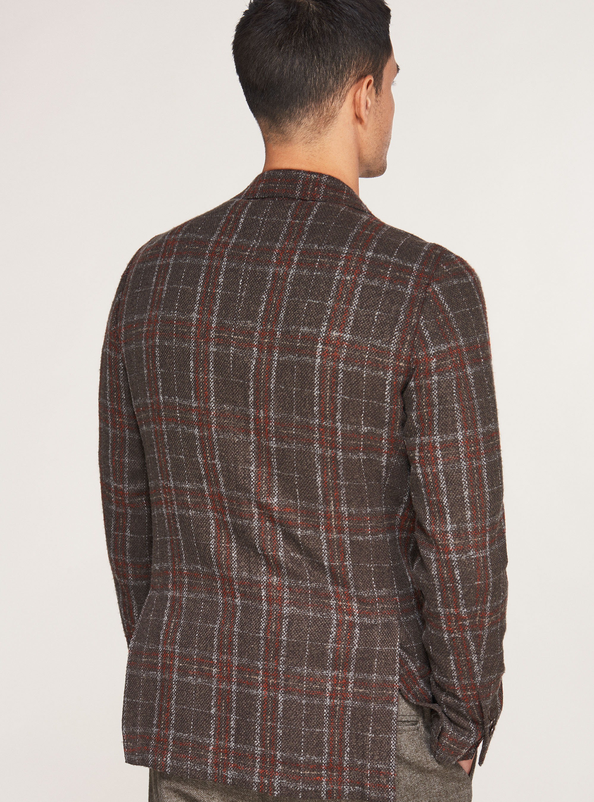 maroon check blazer