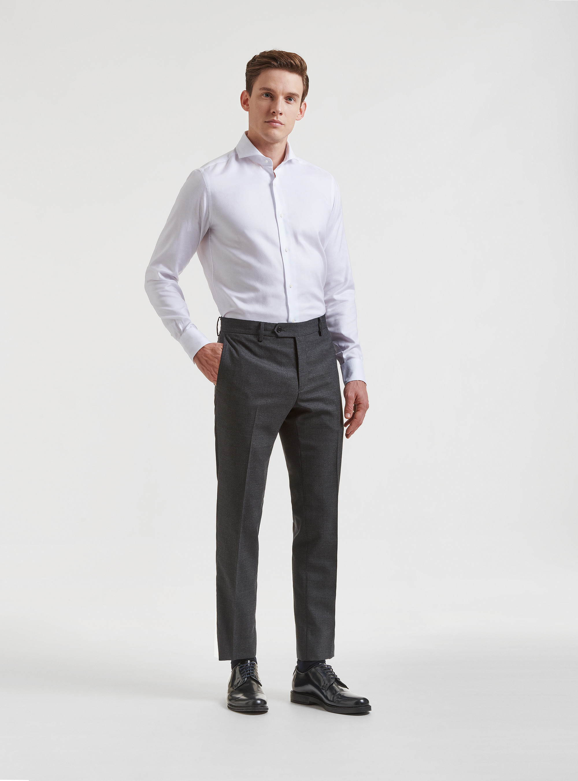 Pantaloni per abito in pura lana Vitale Barberis Canonico, ASFALTO