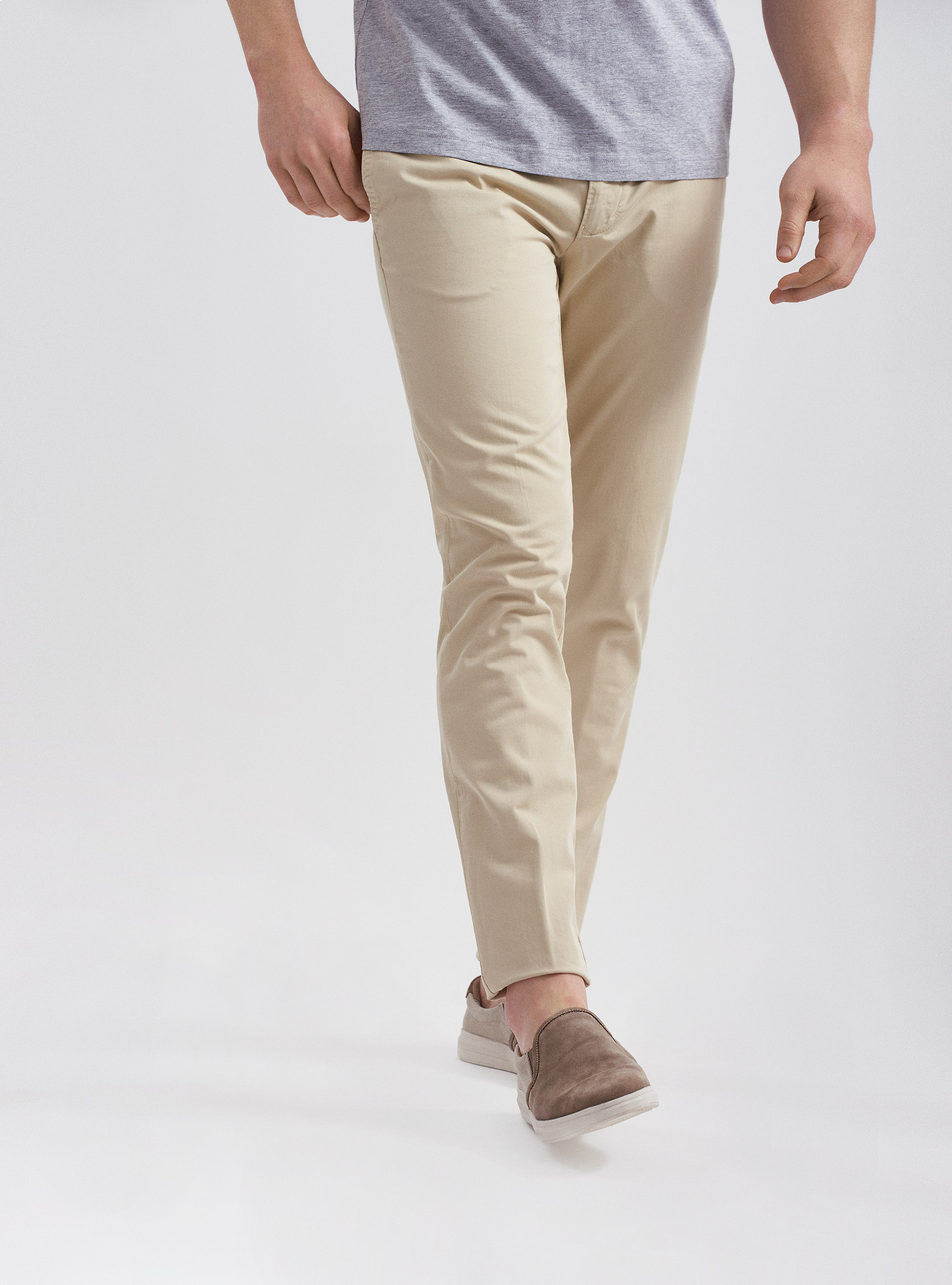 Pantaloni chino in twill di cotone, ECRU