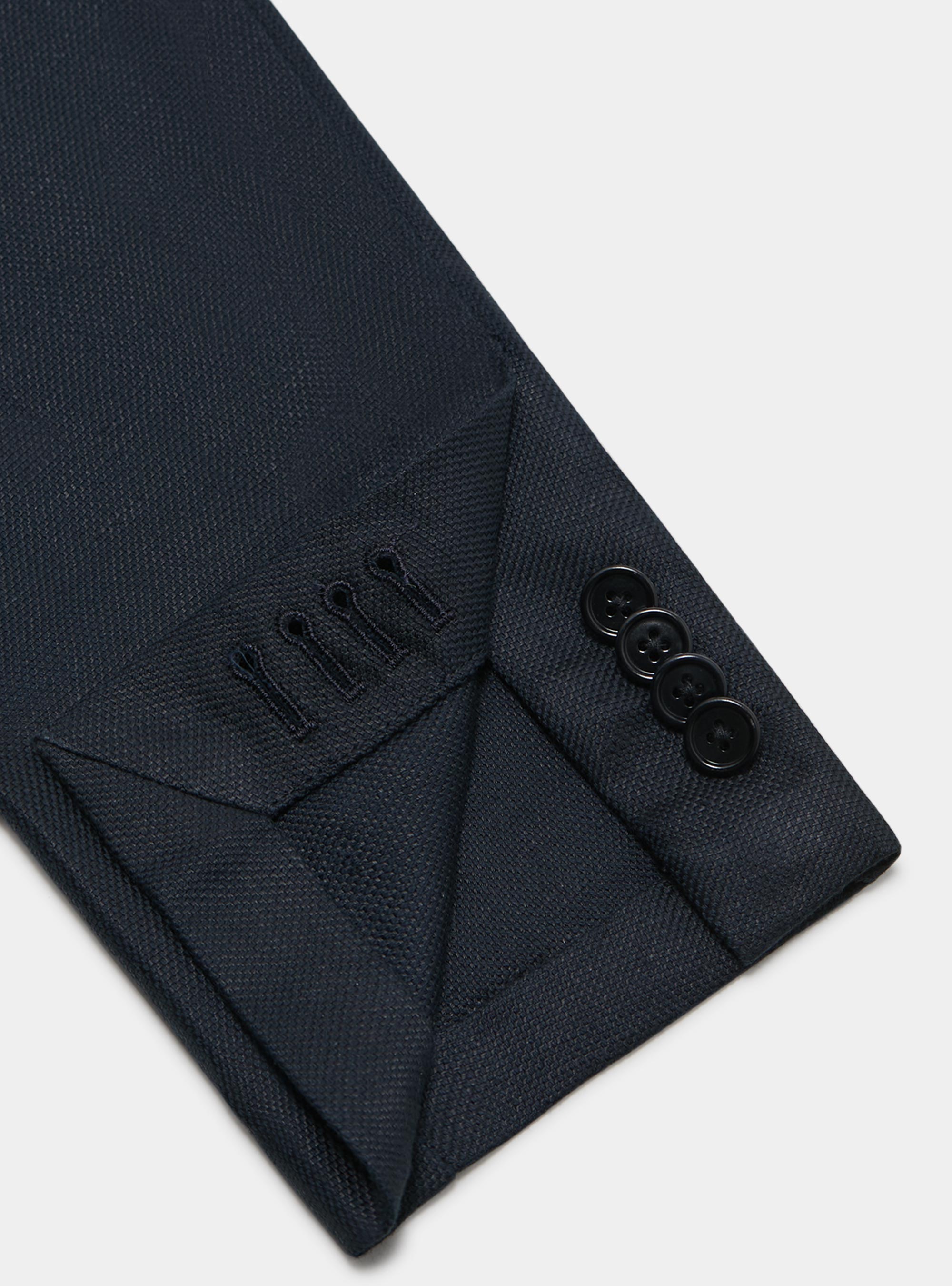 Giacca hopsack in cotone e lino, BLU NAVY
