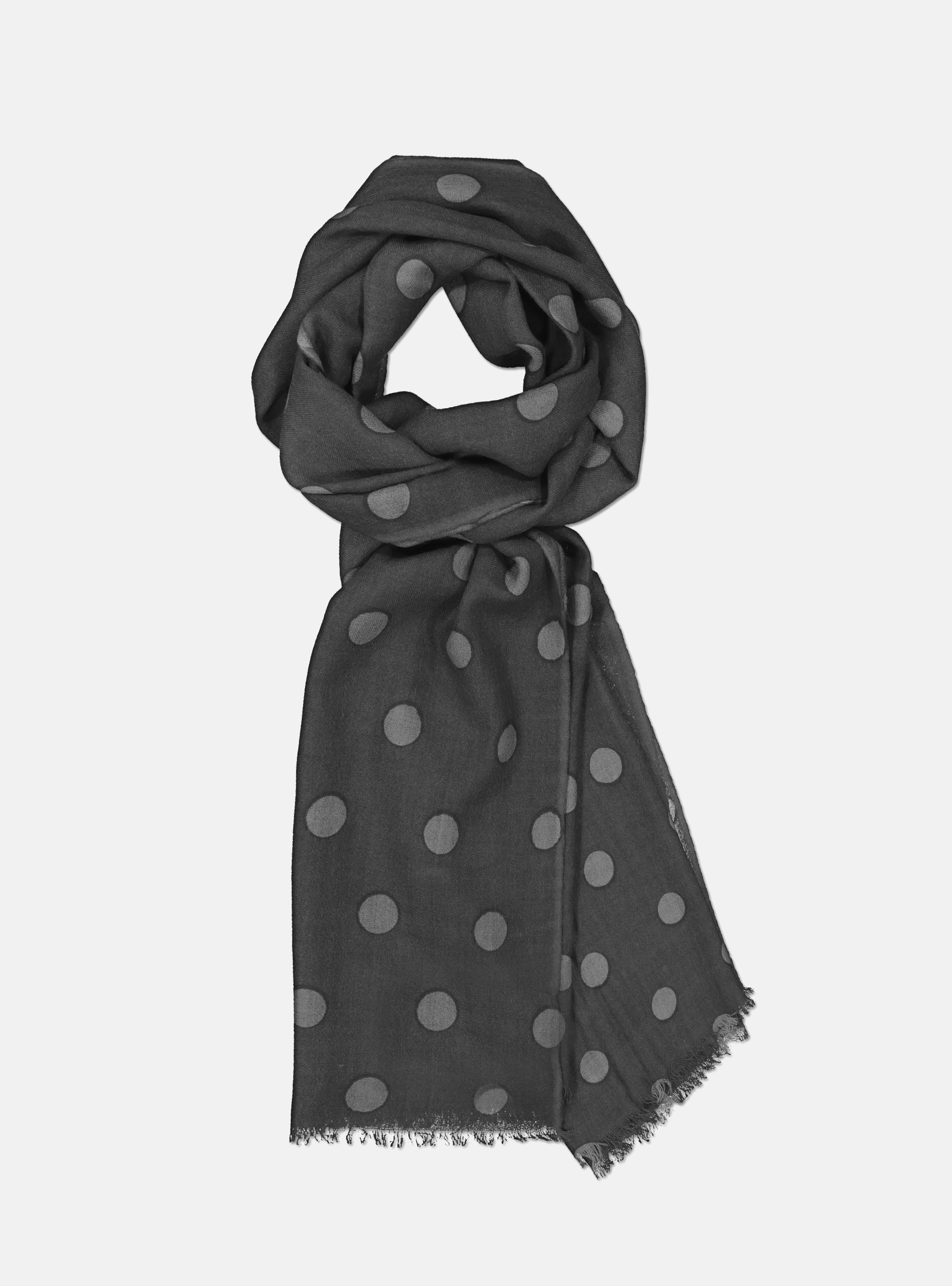 POLKA DOT WOOL SCARF, ASPHALT GREY