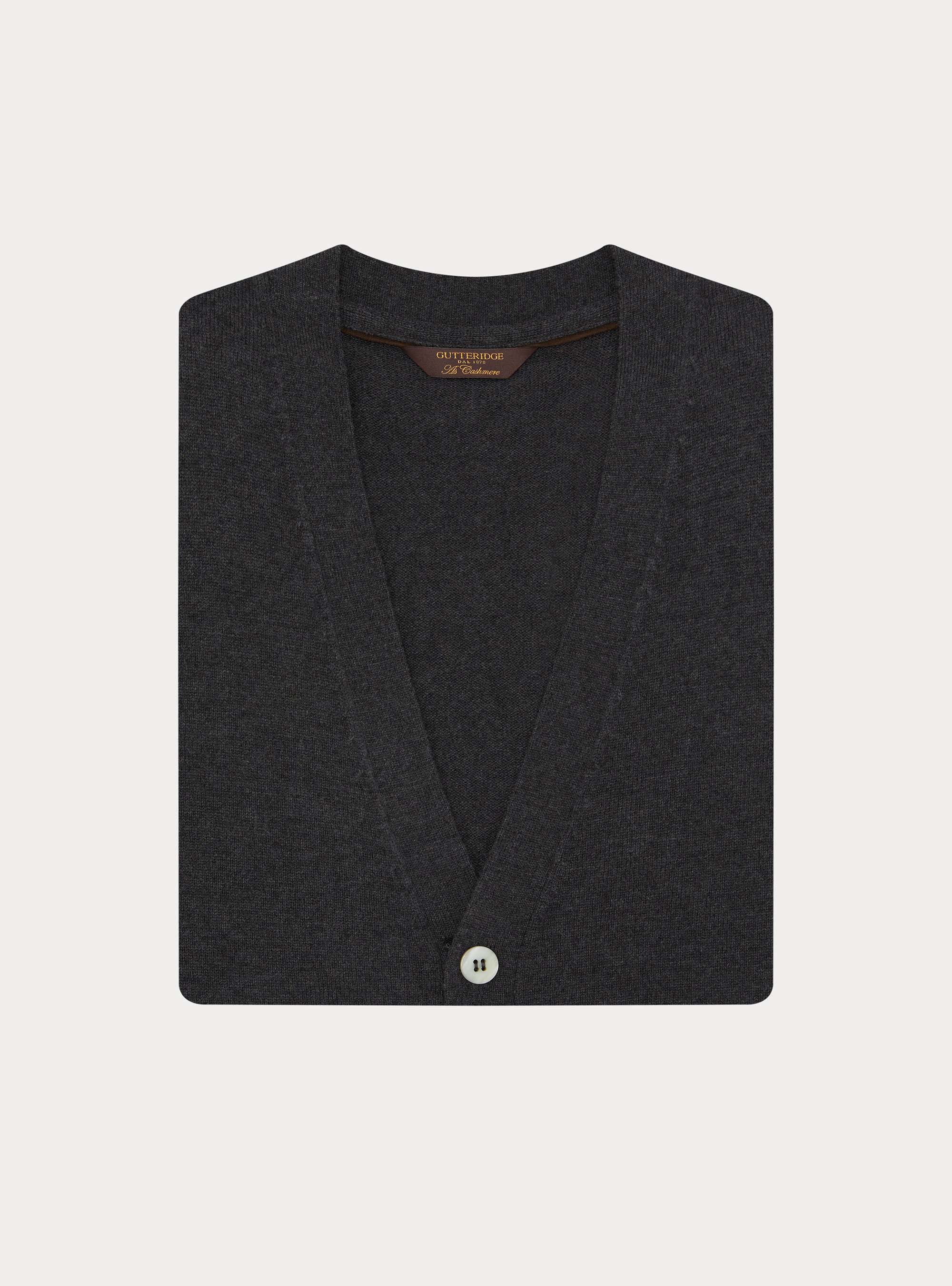 Lambswool and cashmere knit vest, ASPHALT GREY