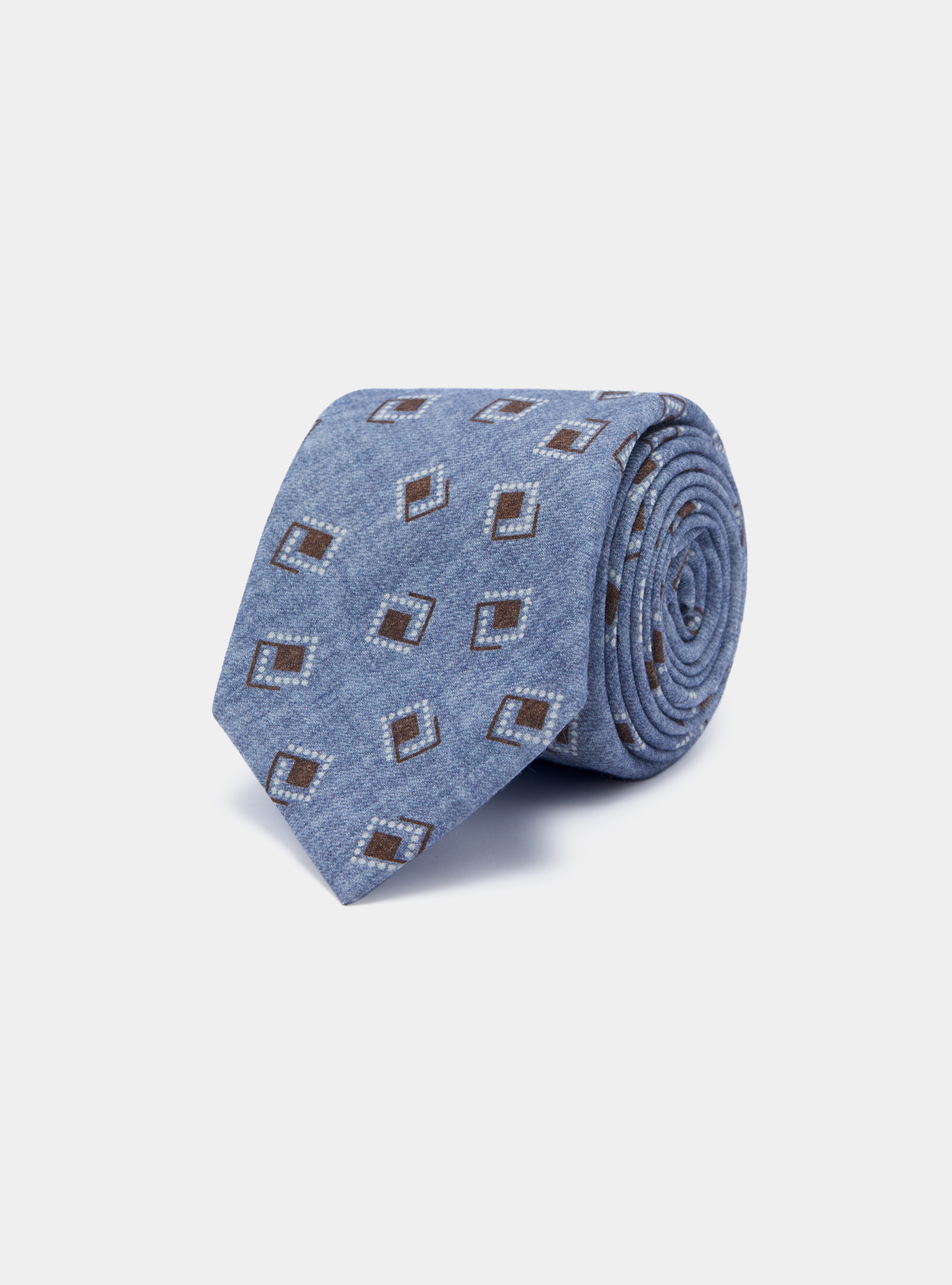 Patterned wool tie, LIGHT BLUE