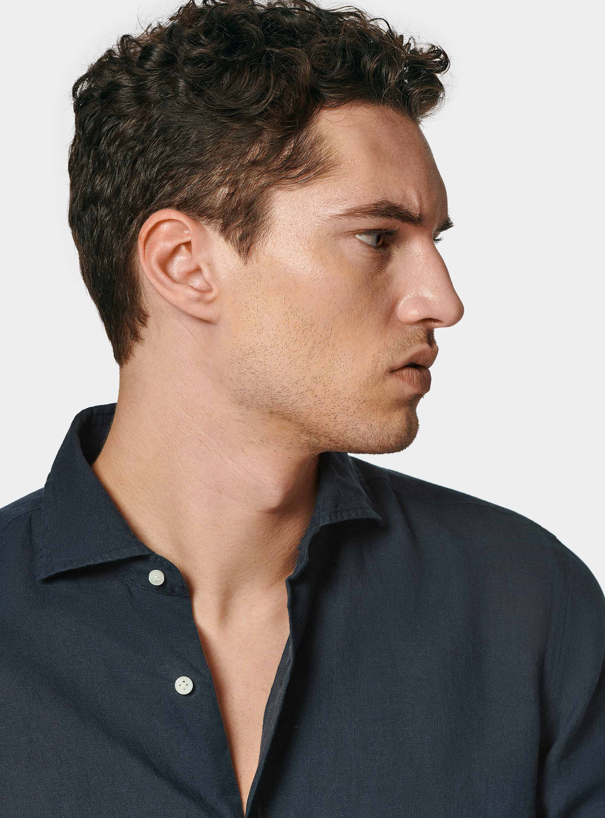 Camicia in puro lino, BLU NAVY