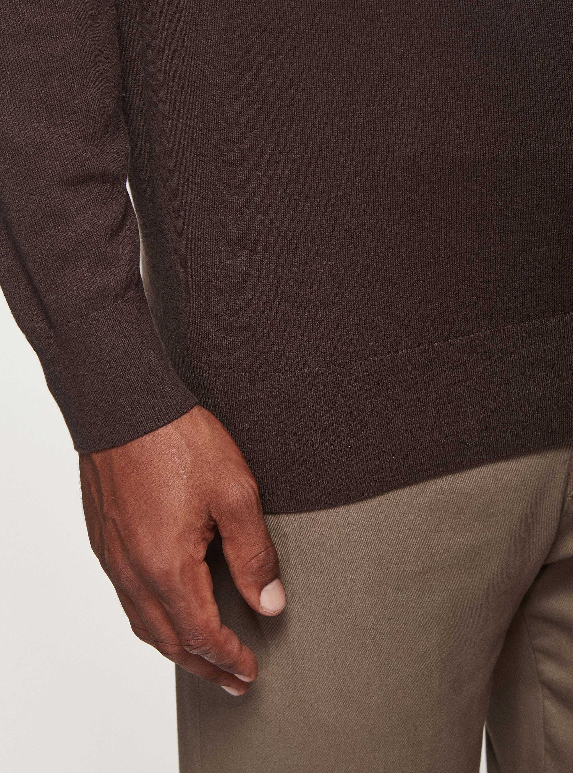 Dolcevita in cotone seta e cashmere, MARRONE