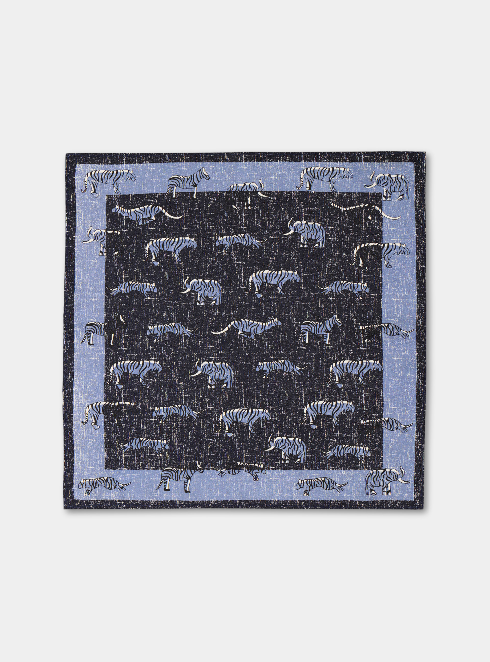 Pochette safari in seta stampata, BLU NAVY