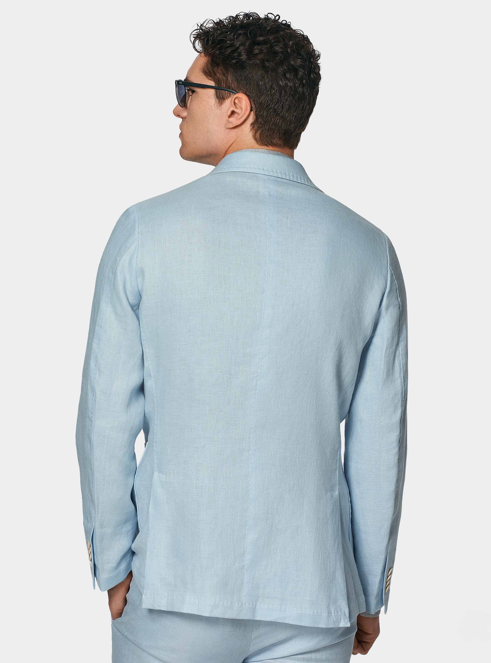 Giacca abito in puro lino, AZZURRO