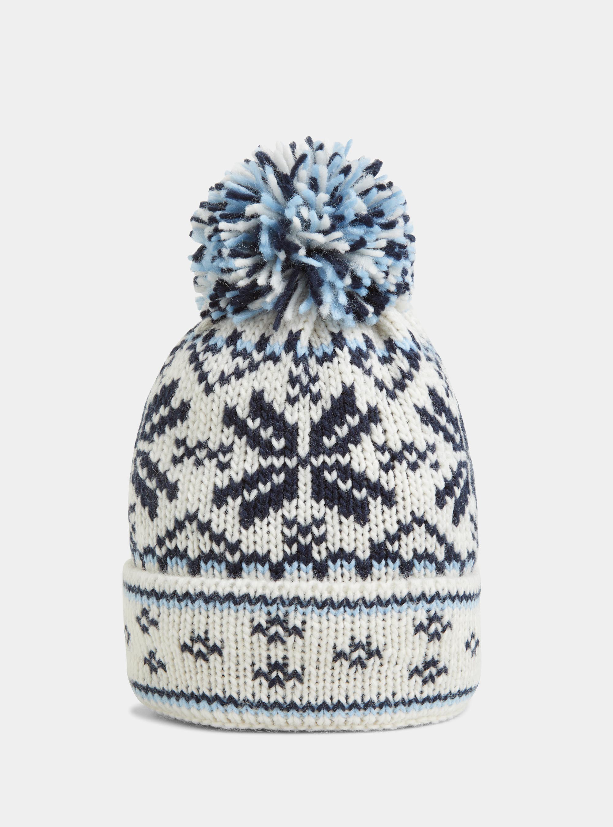 Christmas hat with pompom, WHITE