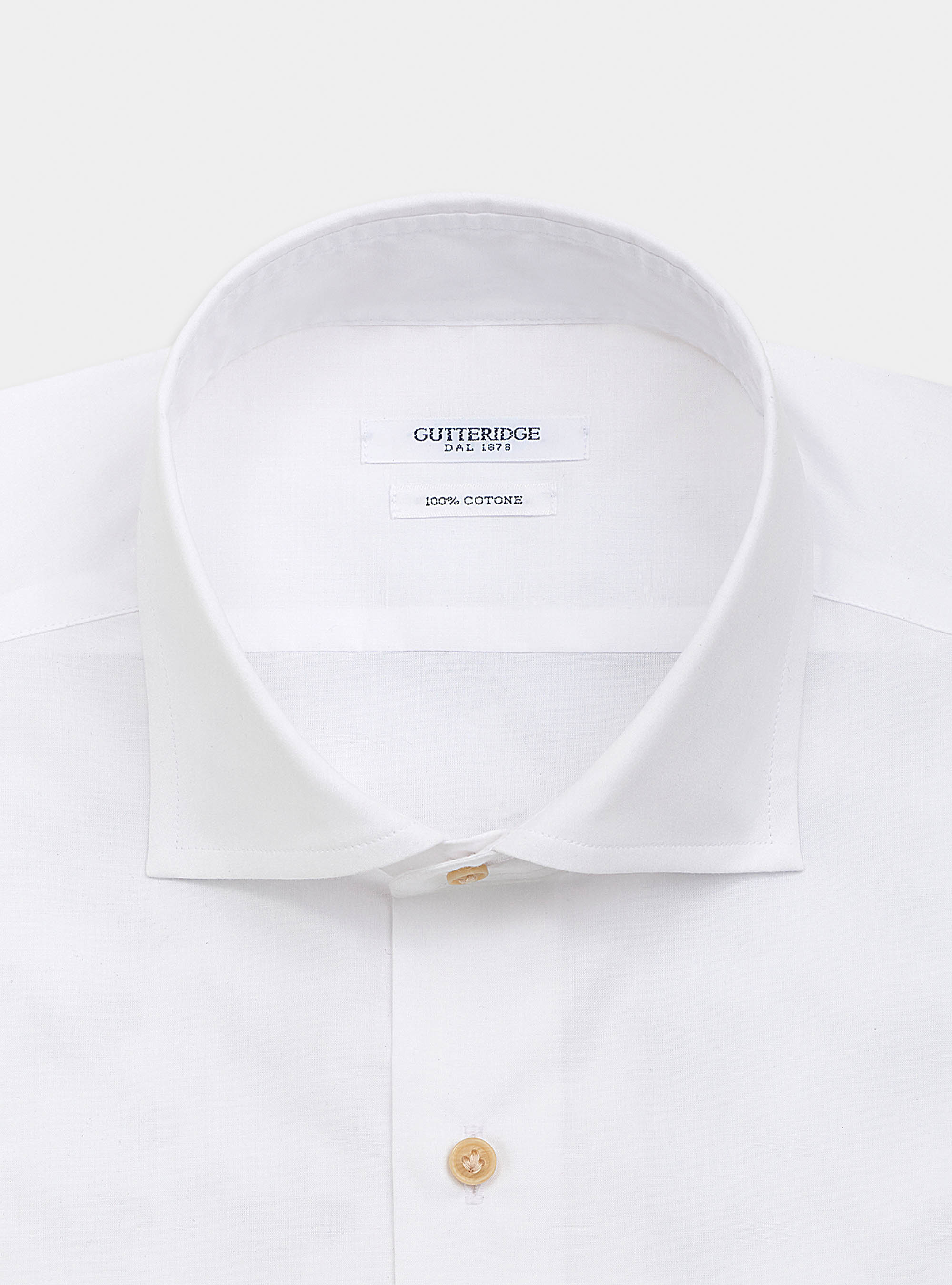 Camicia collo francese in mussola di cotone, BIANCO