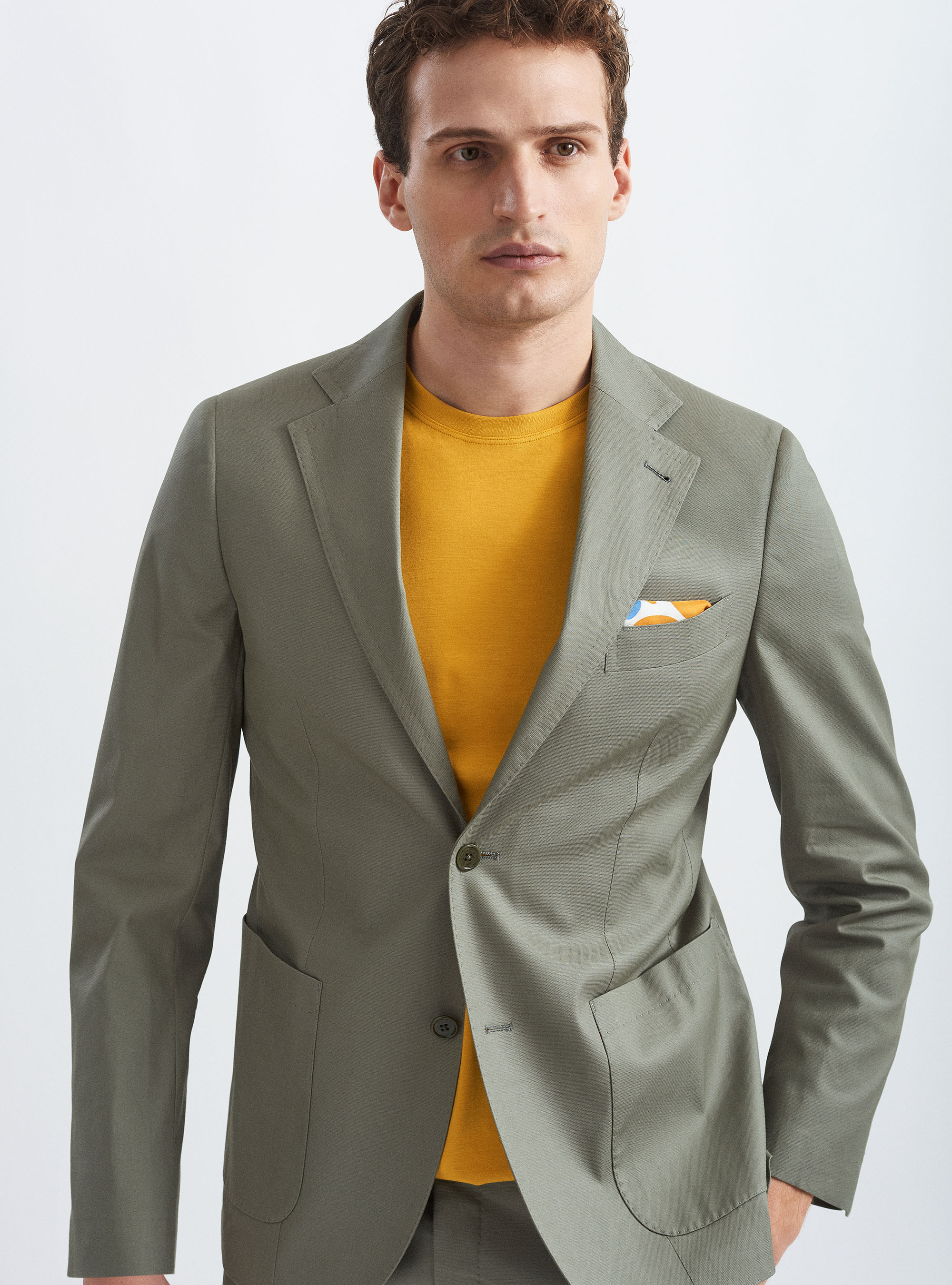 Giacca per abito in cotone stretch armaturato, SALVIA 0602C