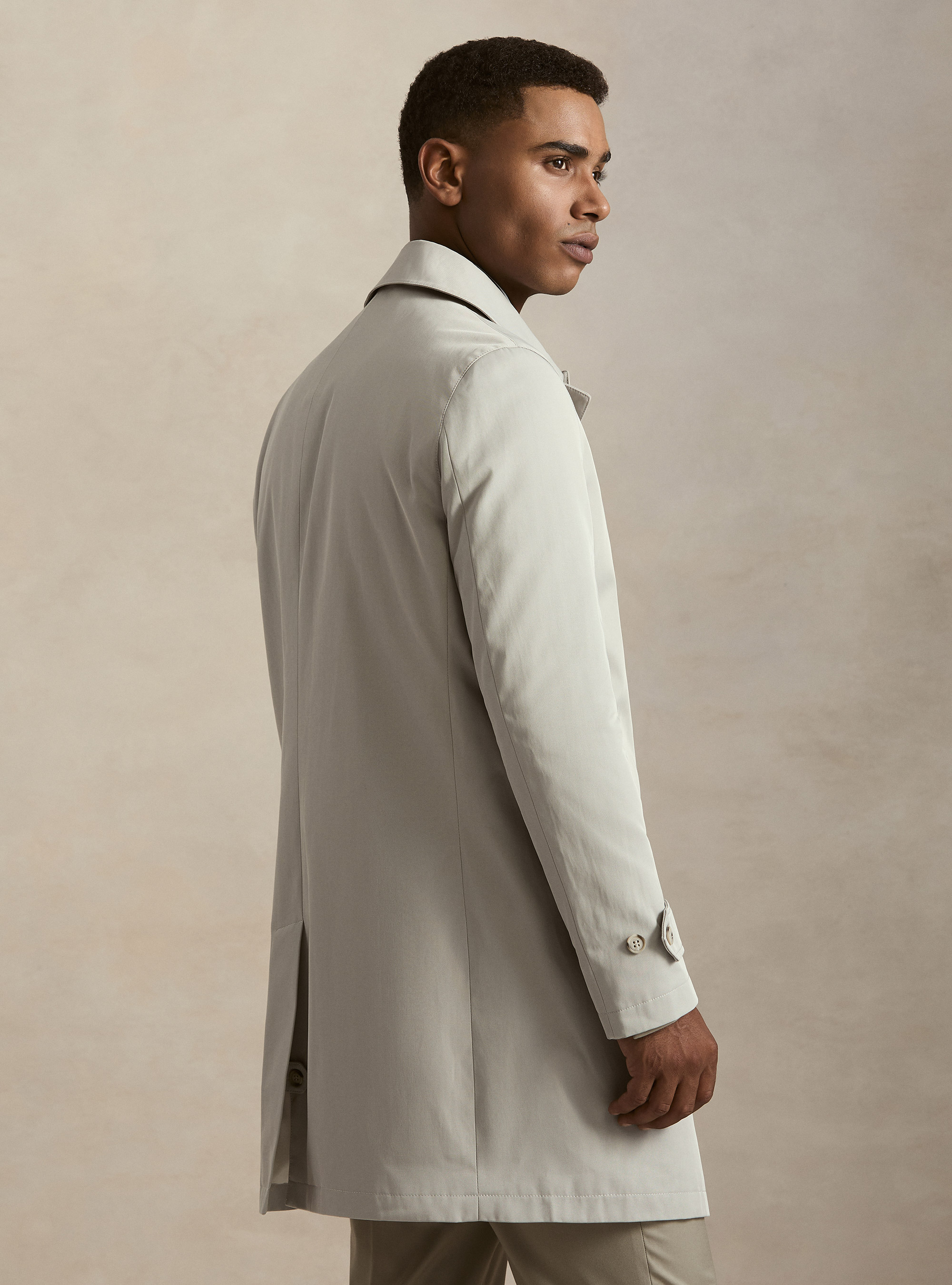 Single-breasted padded cotton blend raincoat, ECRU
