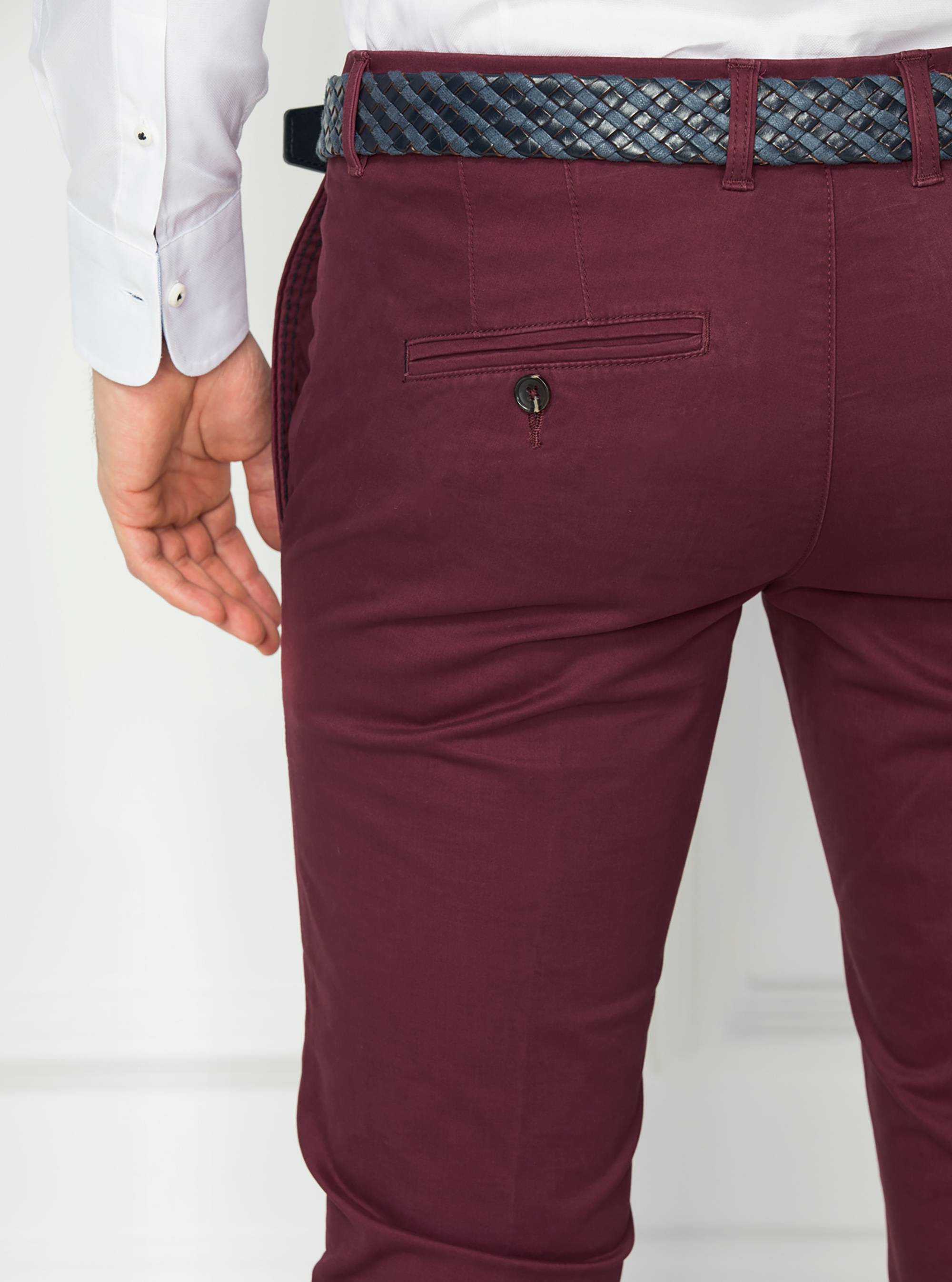 Stretch cotton chino trousers, BORDEAUX
