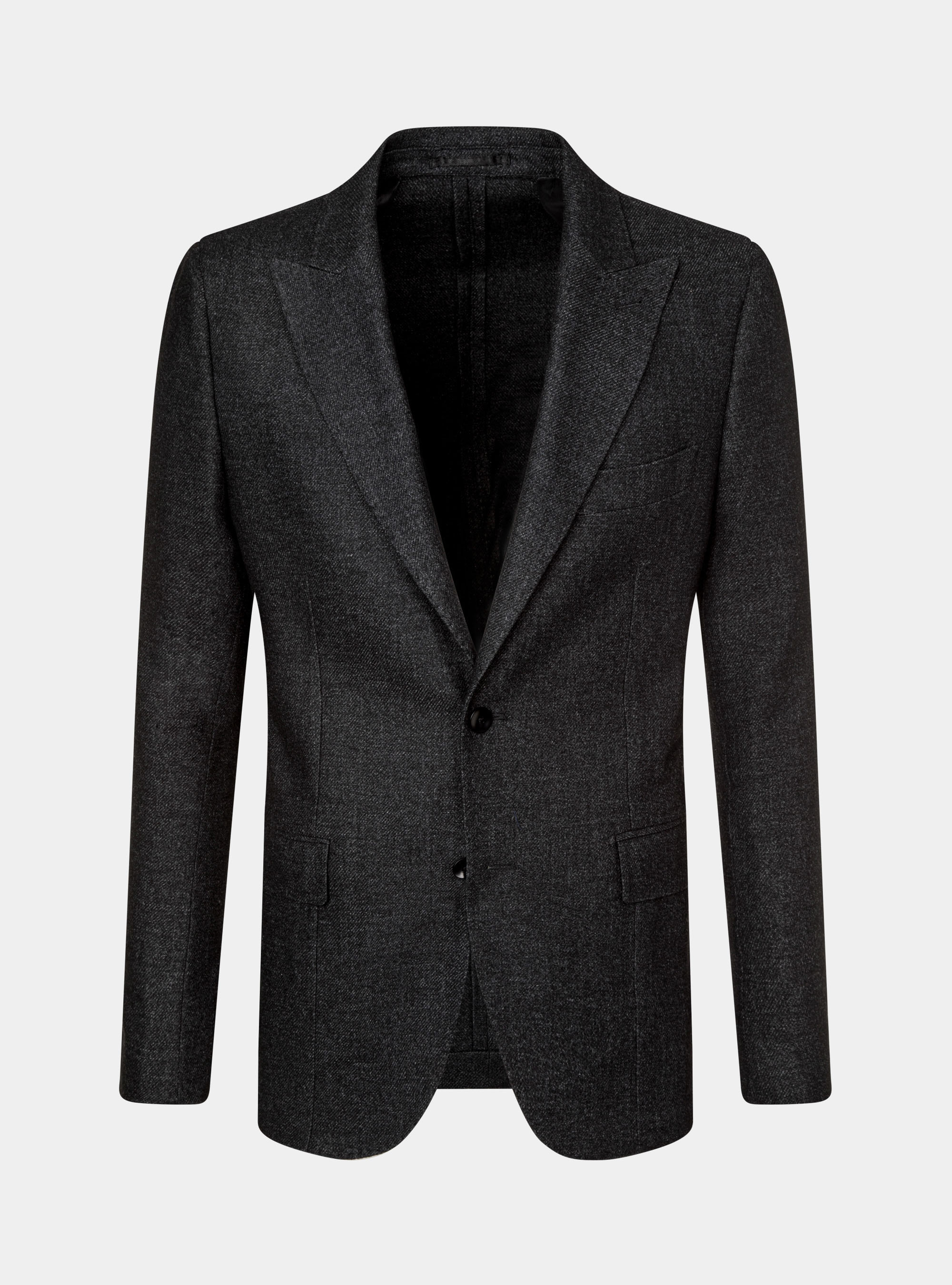 Giacca in flanella di lana Duemilagori con revers a lancia, NERO