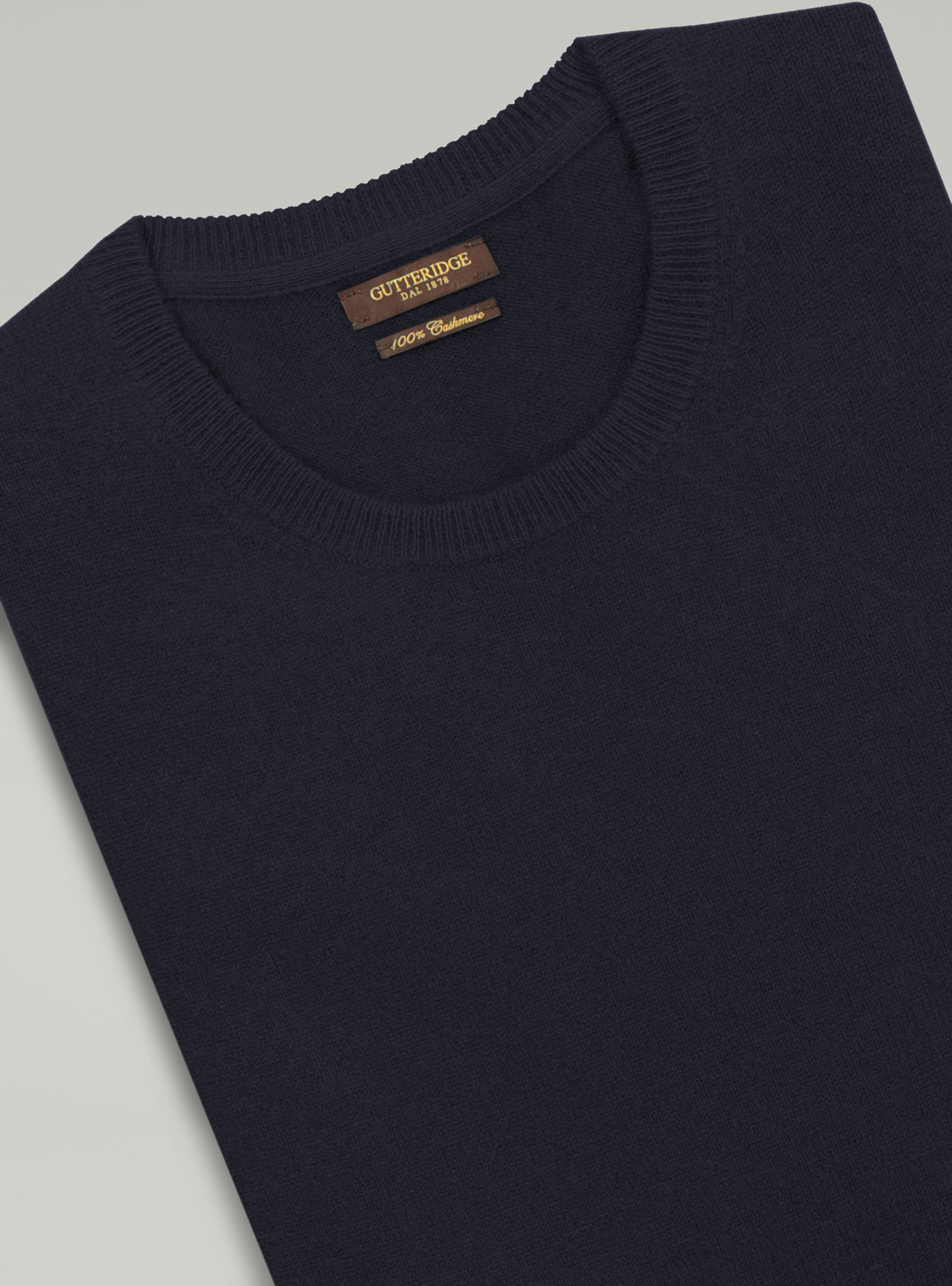 100% cashmere round neck sweater, NAVY BLUE