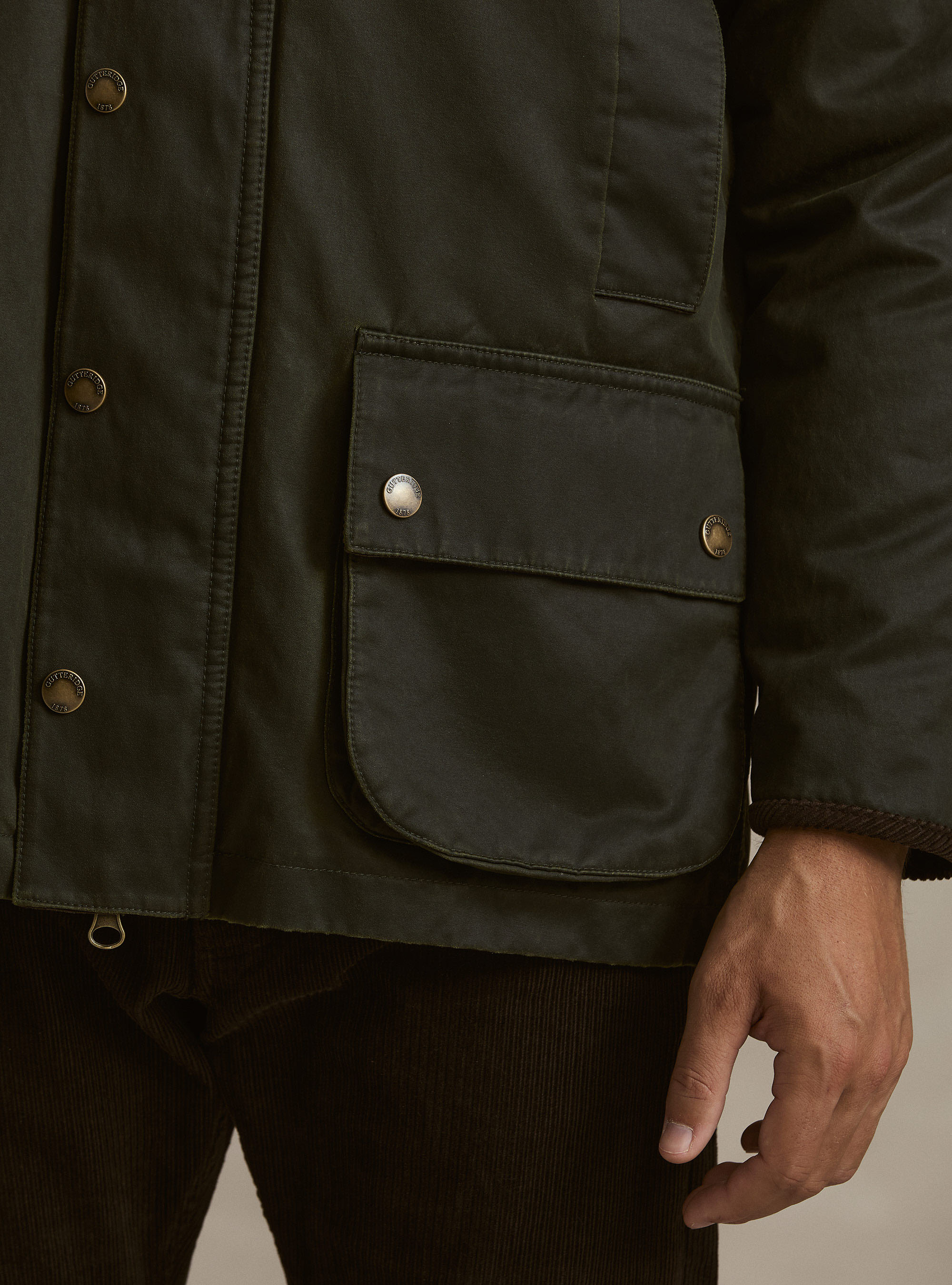 Cotton-blend waxed jacket, GREEN