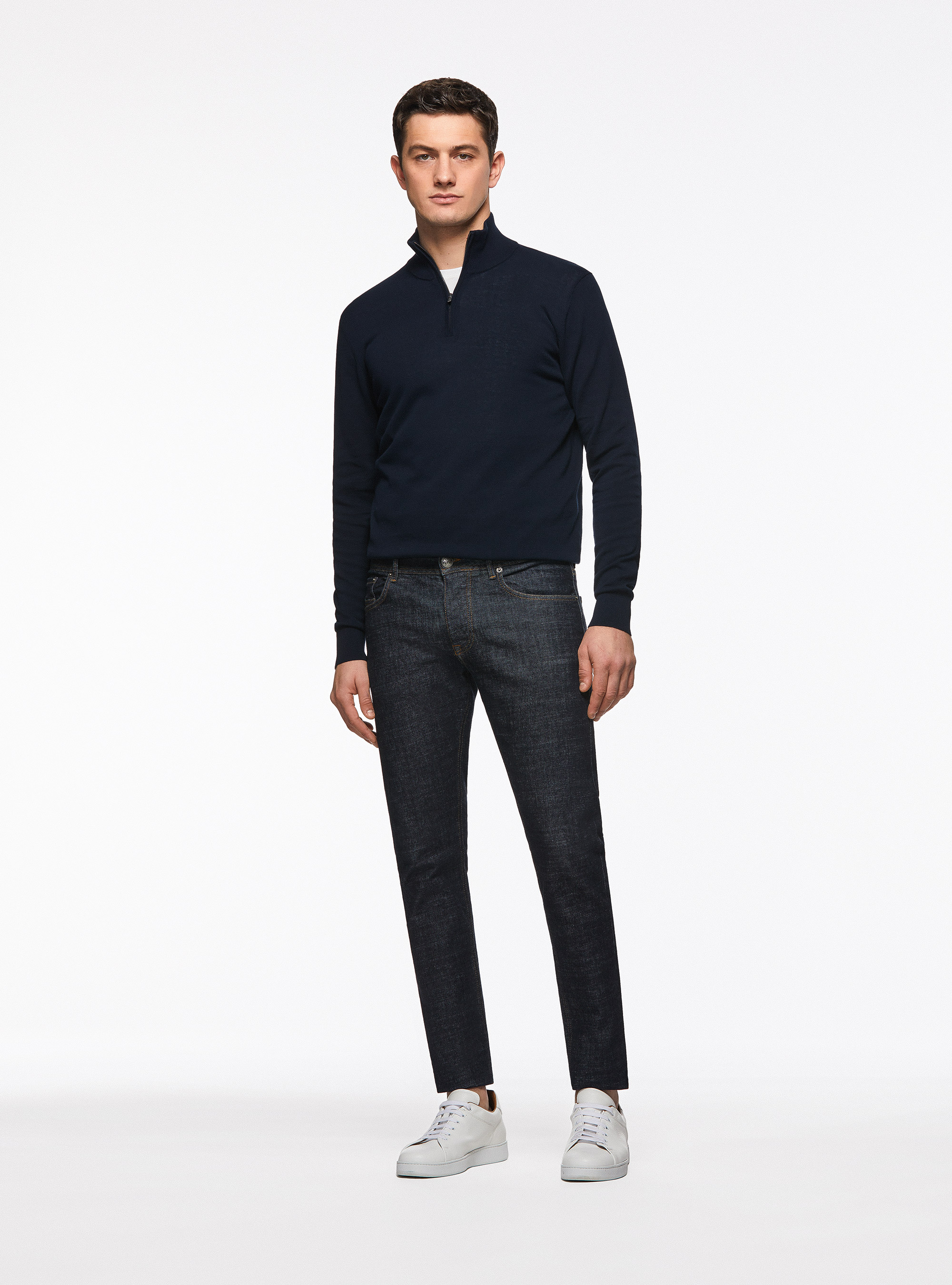 Five-pocket denim rinse wash, NAVY BLUE