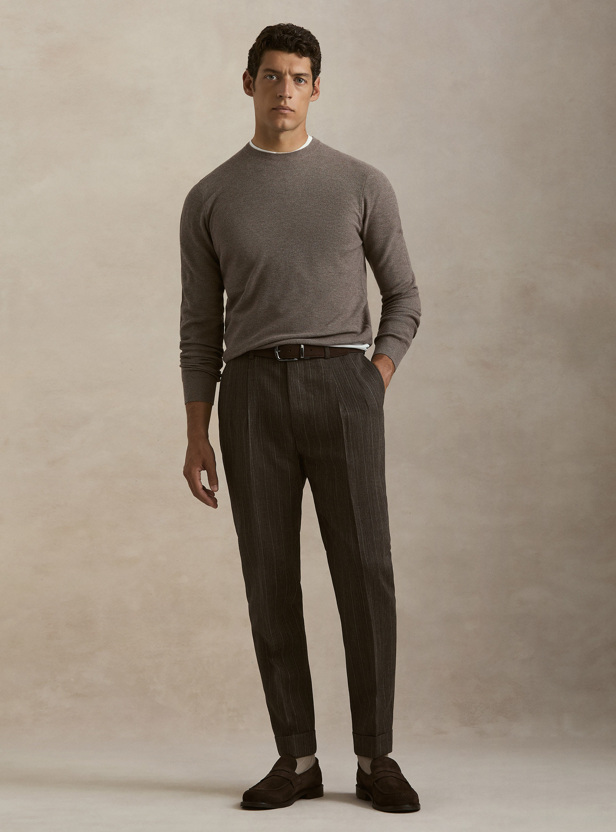 Girocollo in maglia nido d'ape in cotone cashmere, BARRO