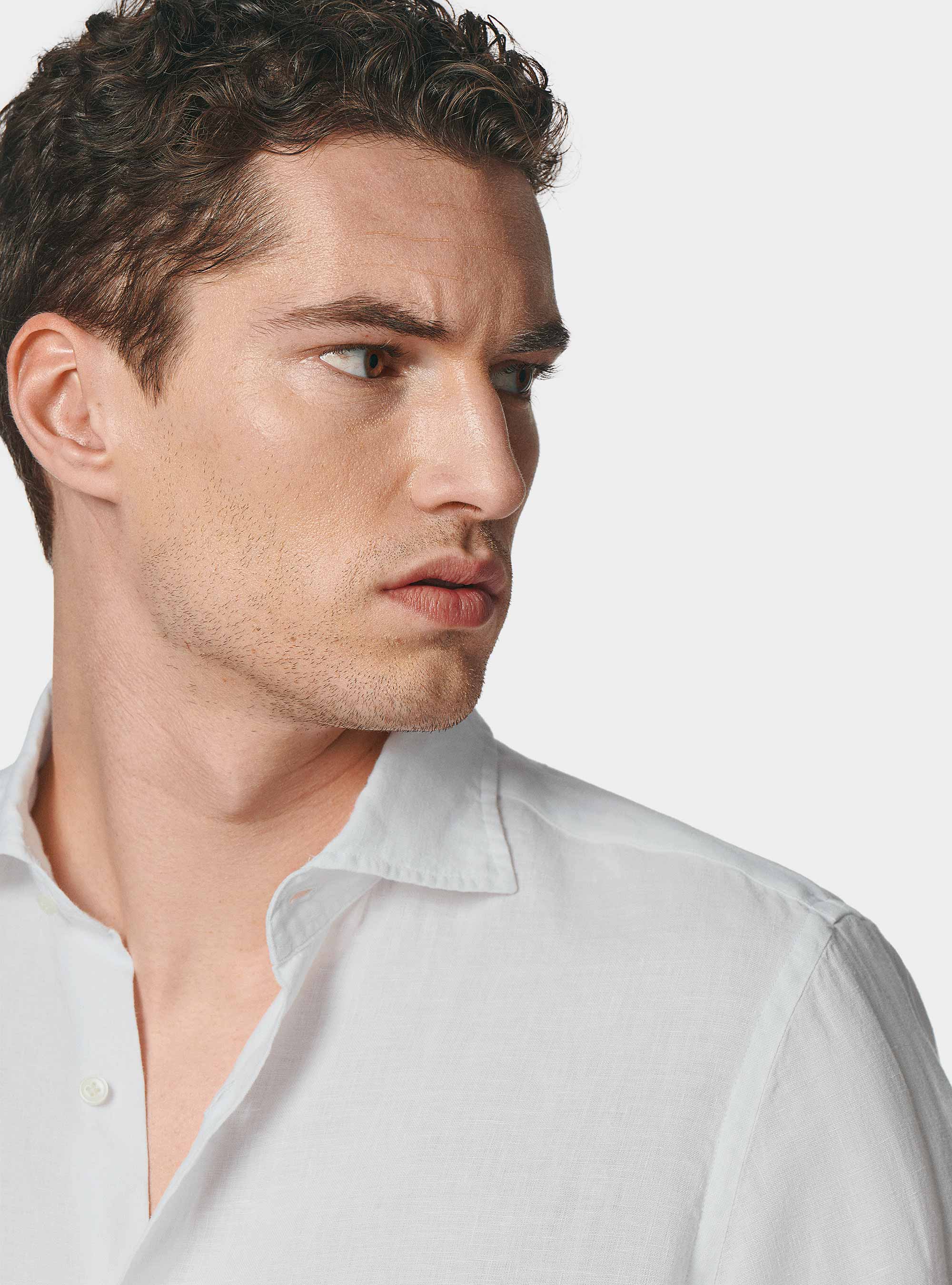 Camicia in puro lino, BIANCO