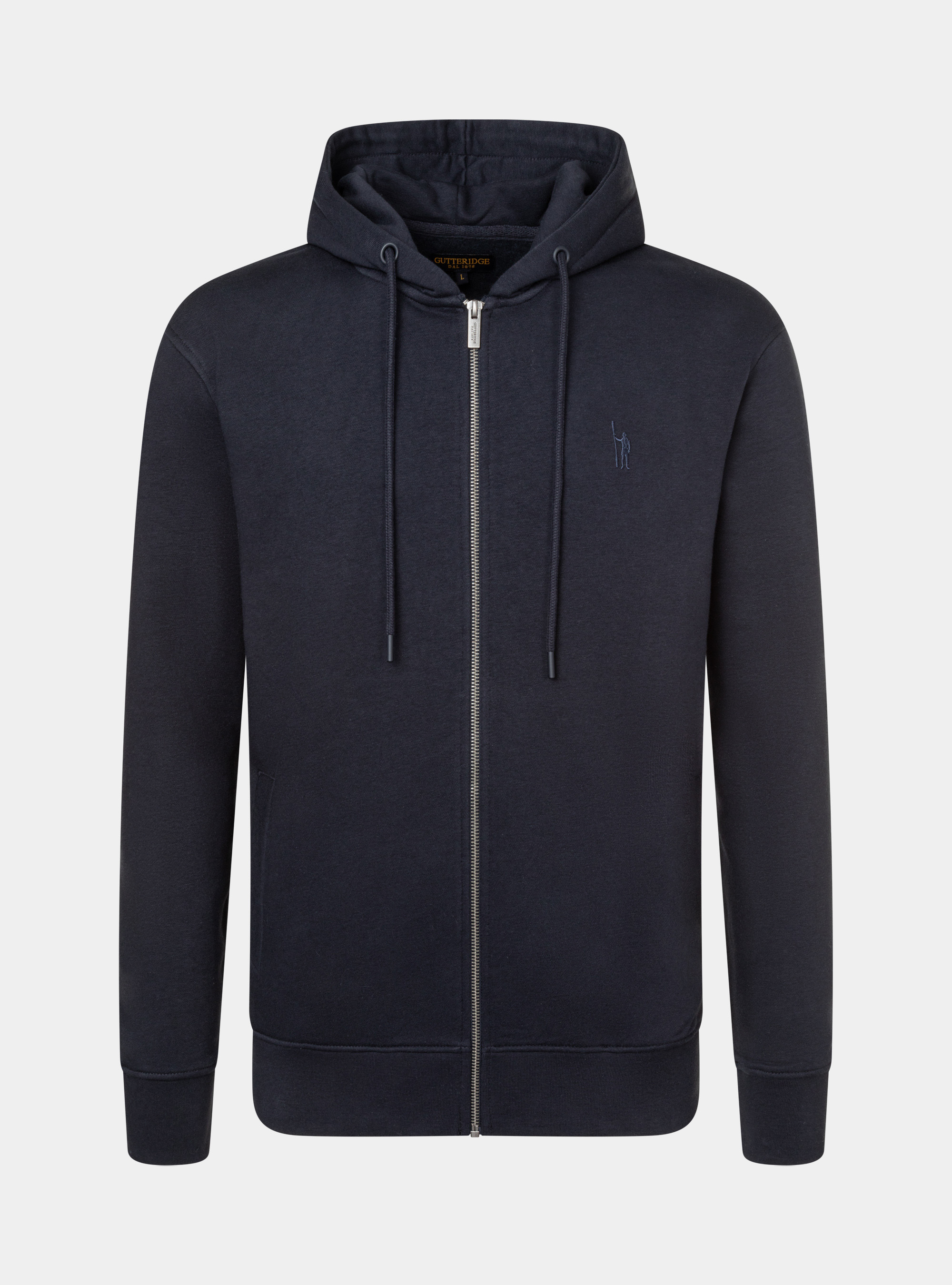 Cardigan in felpa con cappuccio, BLU NAVY