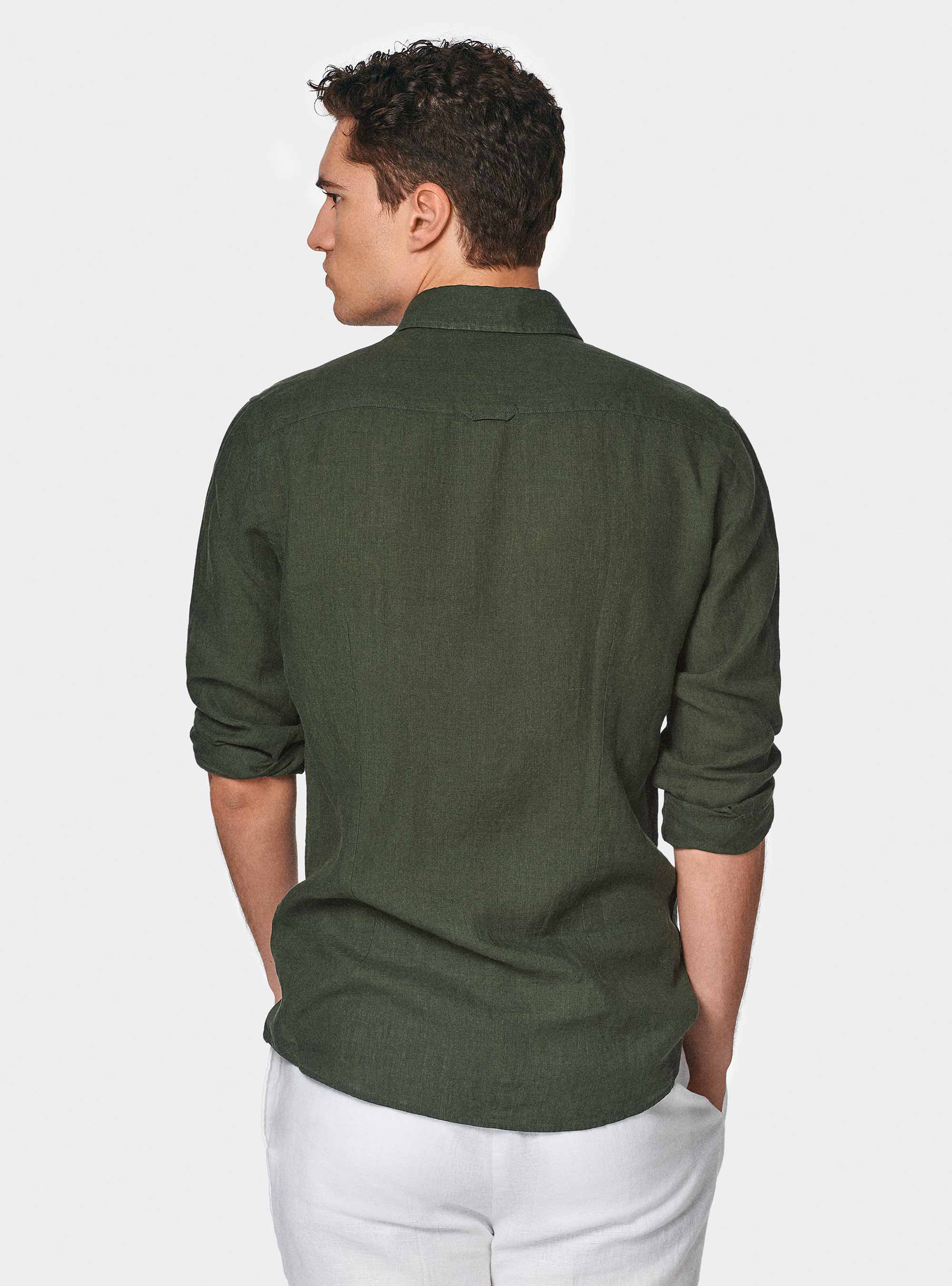 Camicia in puro lino, VERDE