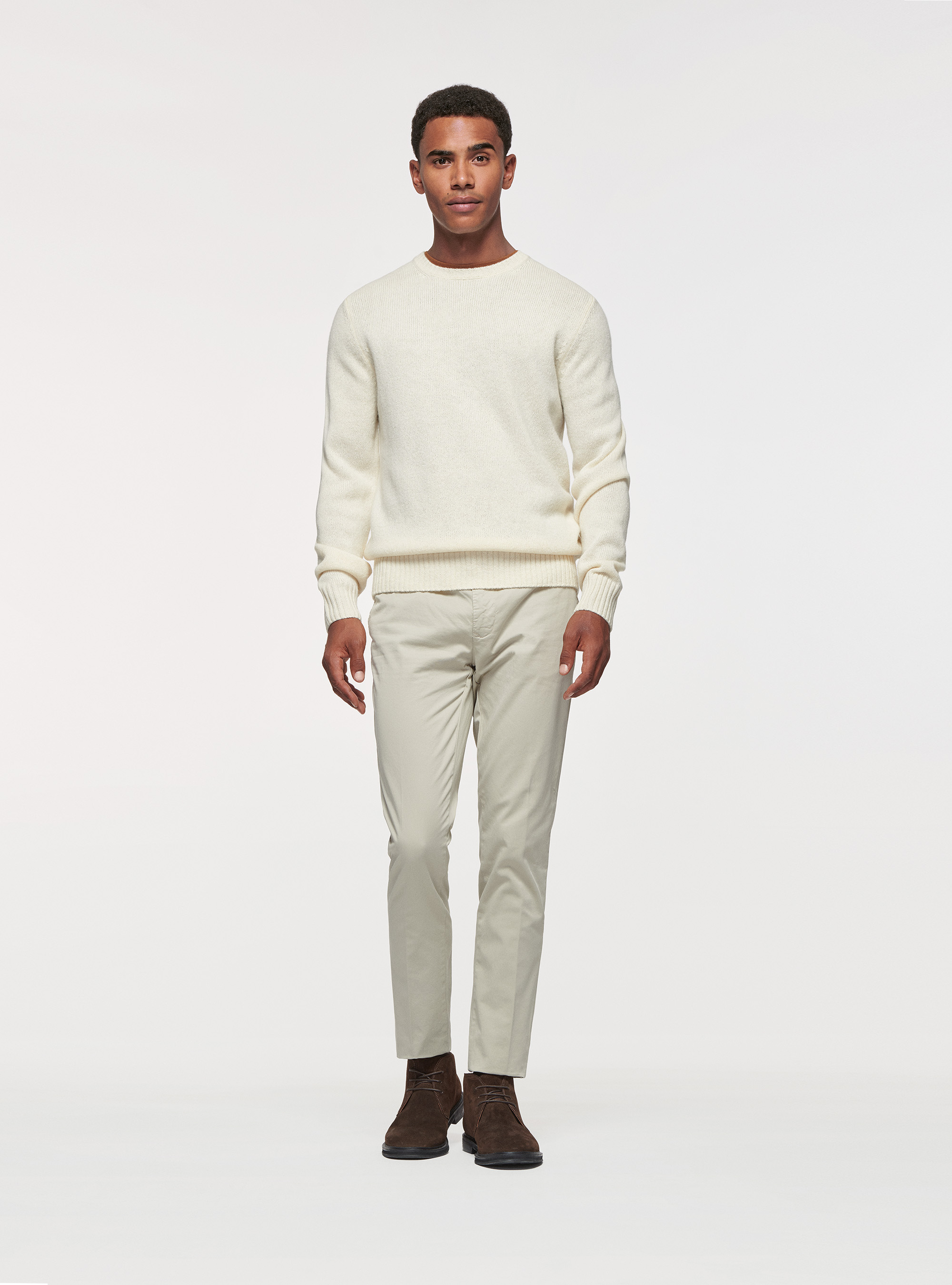 Pure Shetland wool sweater, WHITE