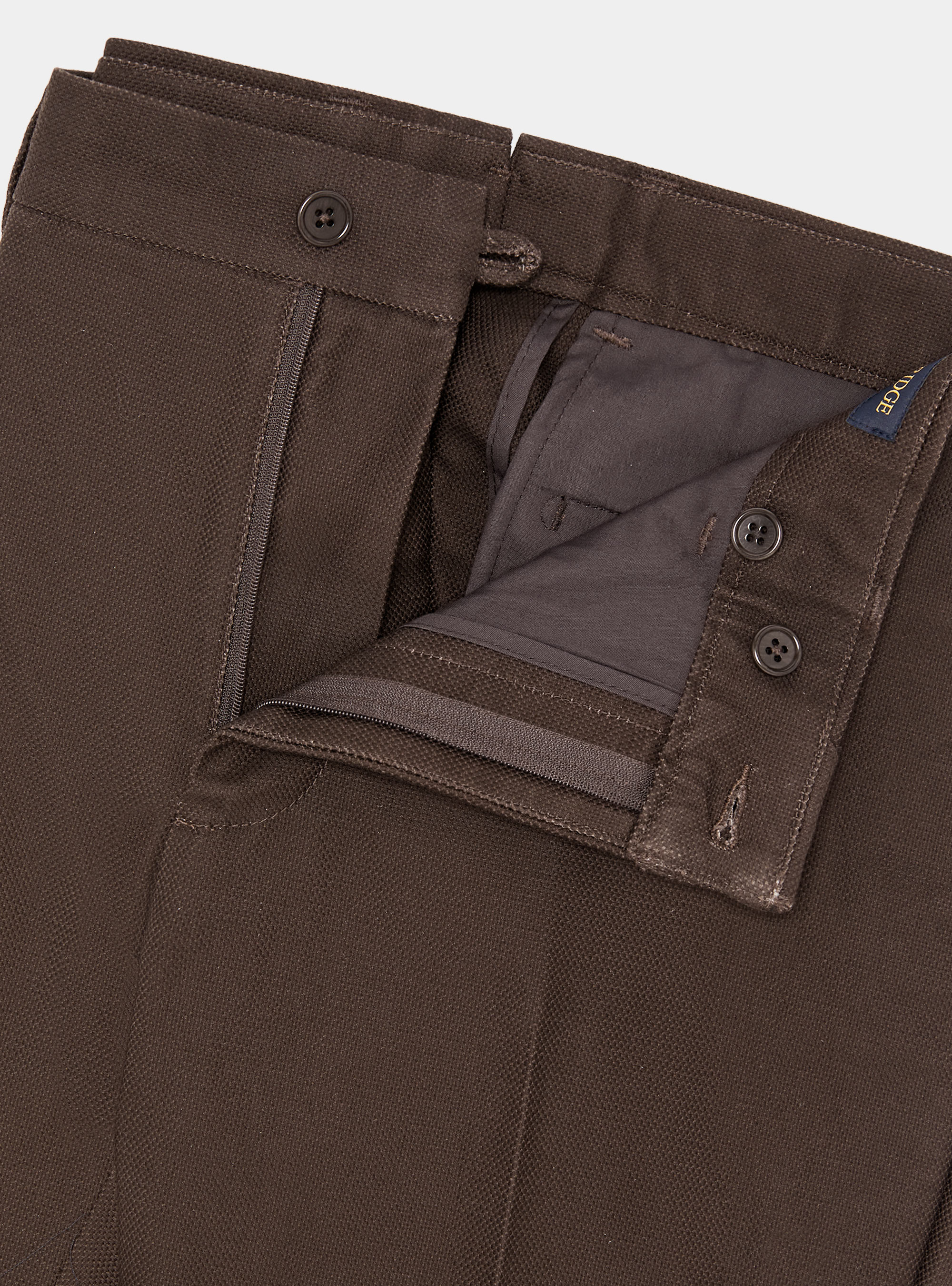 Pantaloni chino slim fit in cotone armaturato, MARRONE