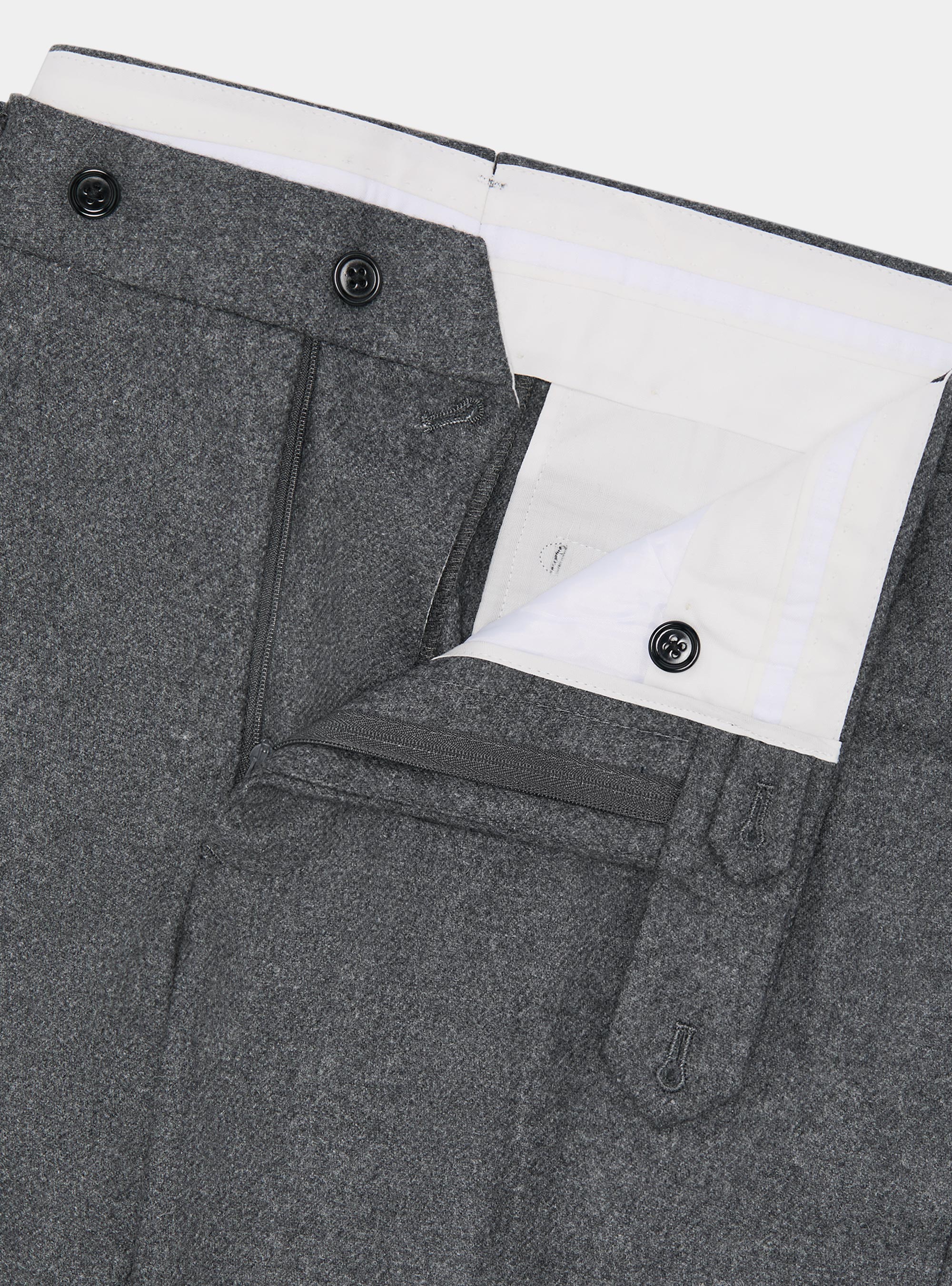 Wool-blend flannel trousers, ASPHALT GREY