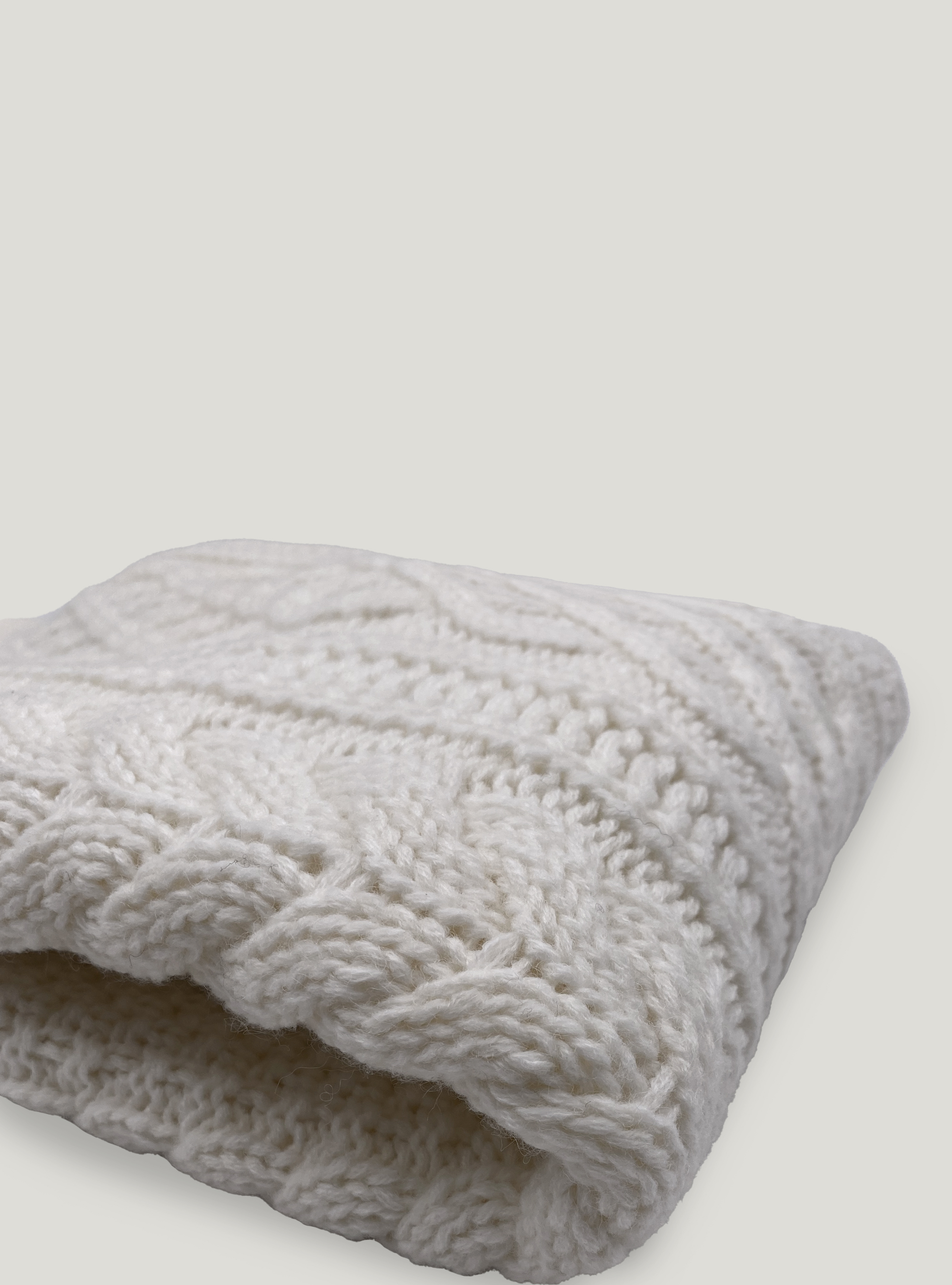 Maglia collo alto con treccia, BIANCO