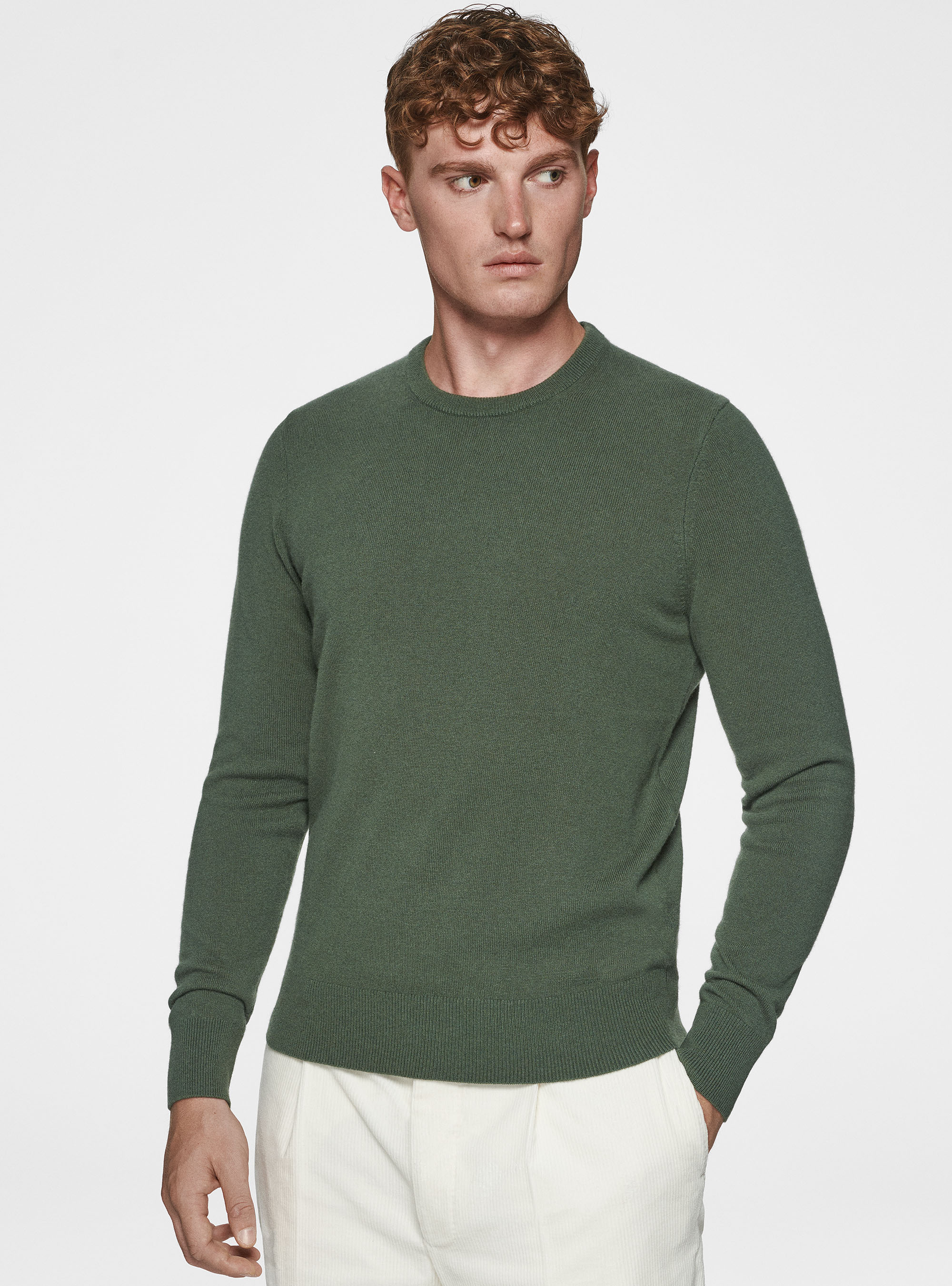 Maglia girocollo in lambswool e cashmere, MILITARE 0609C