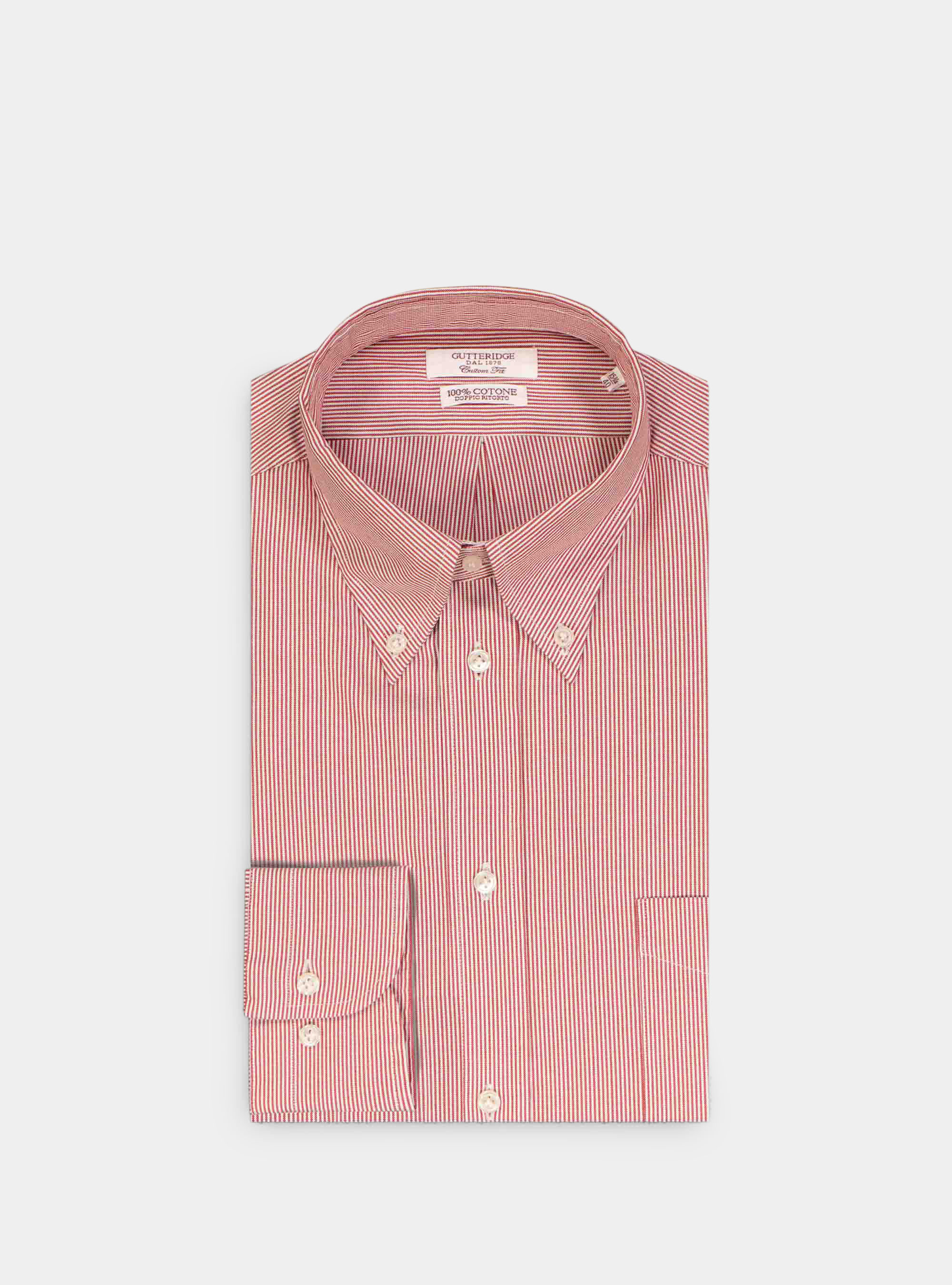 Oxford striped Custom button down collar shirt, RED