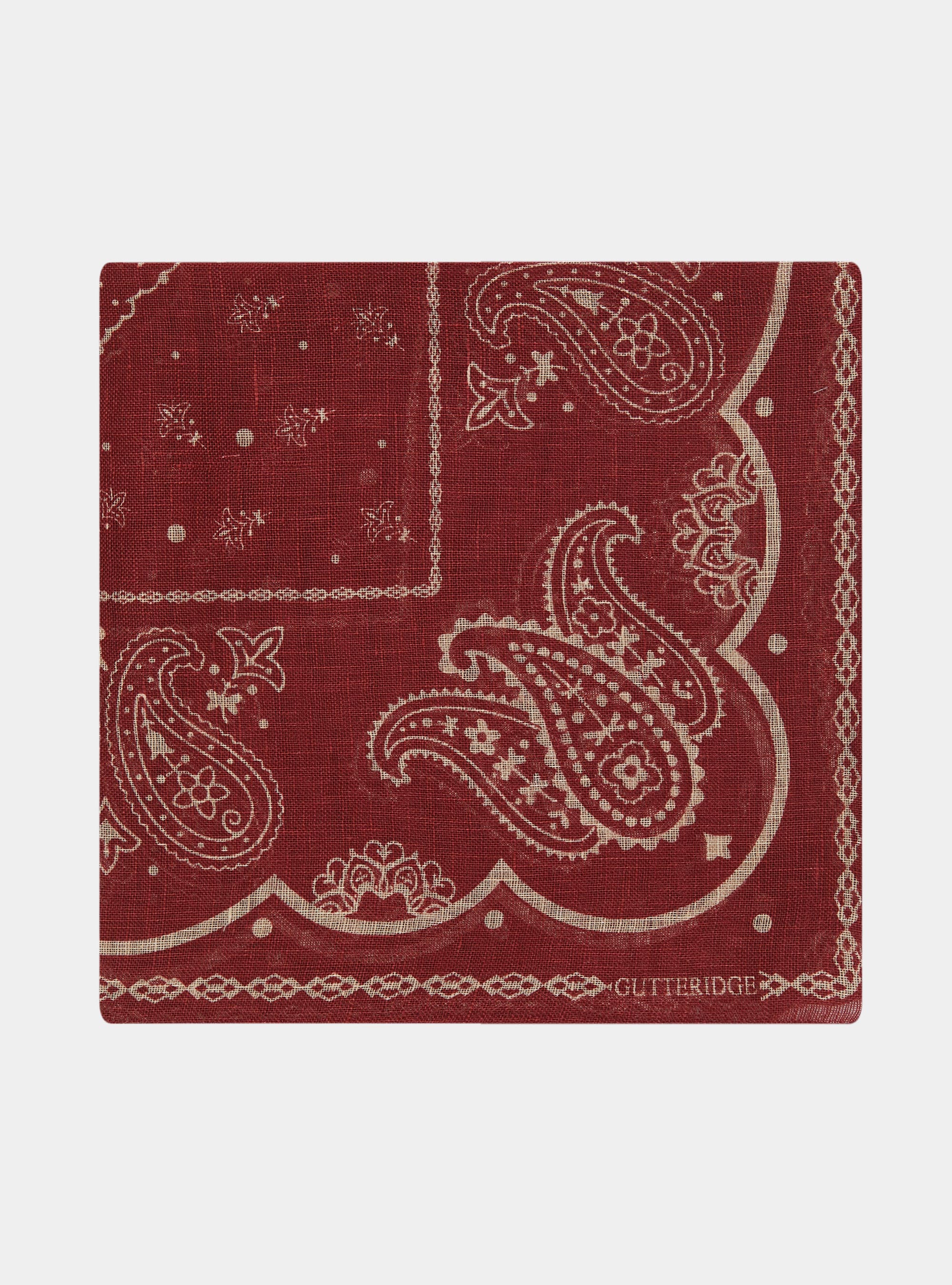 Foulard paisley de lino estampado, BURDEOS