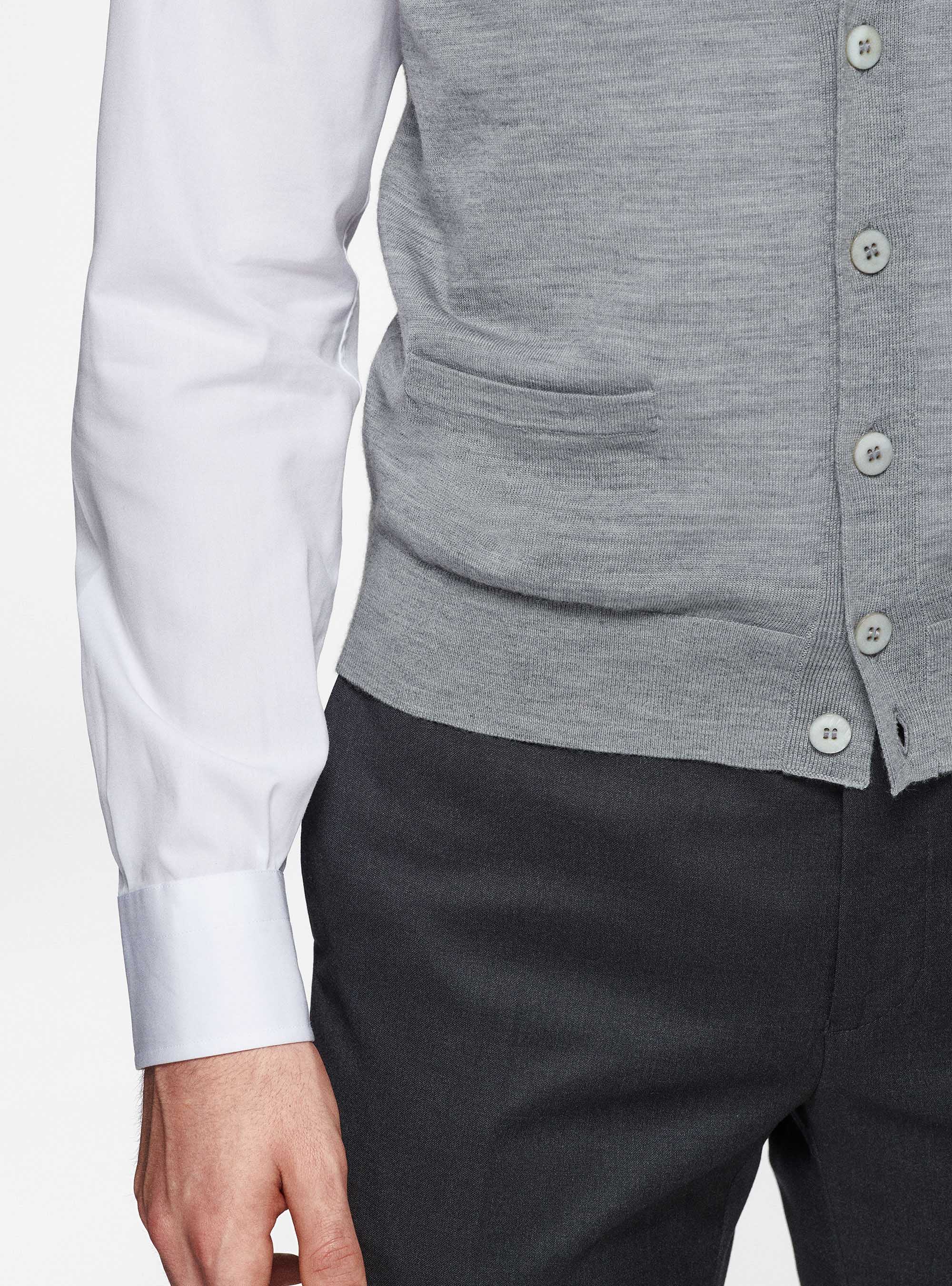 Chaleco de punto de pura lana merina extrafina, GRIGIO MELANGE 0151C