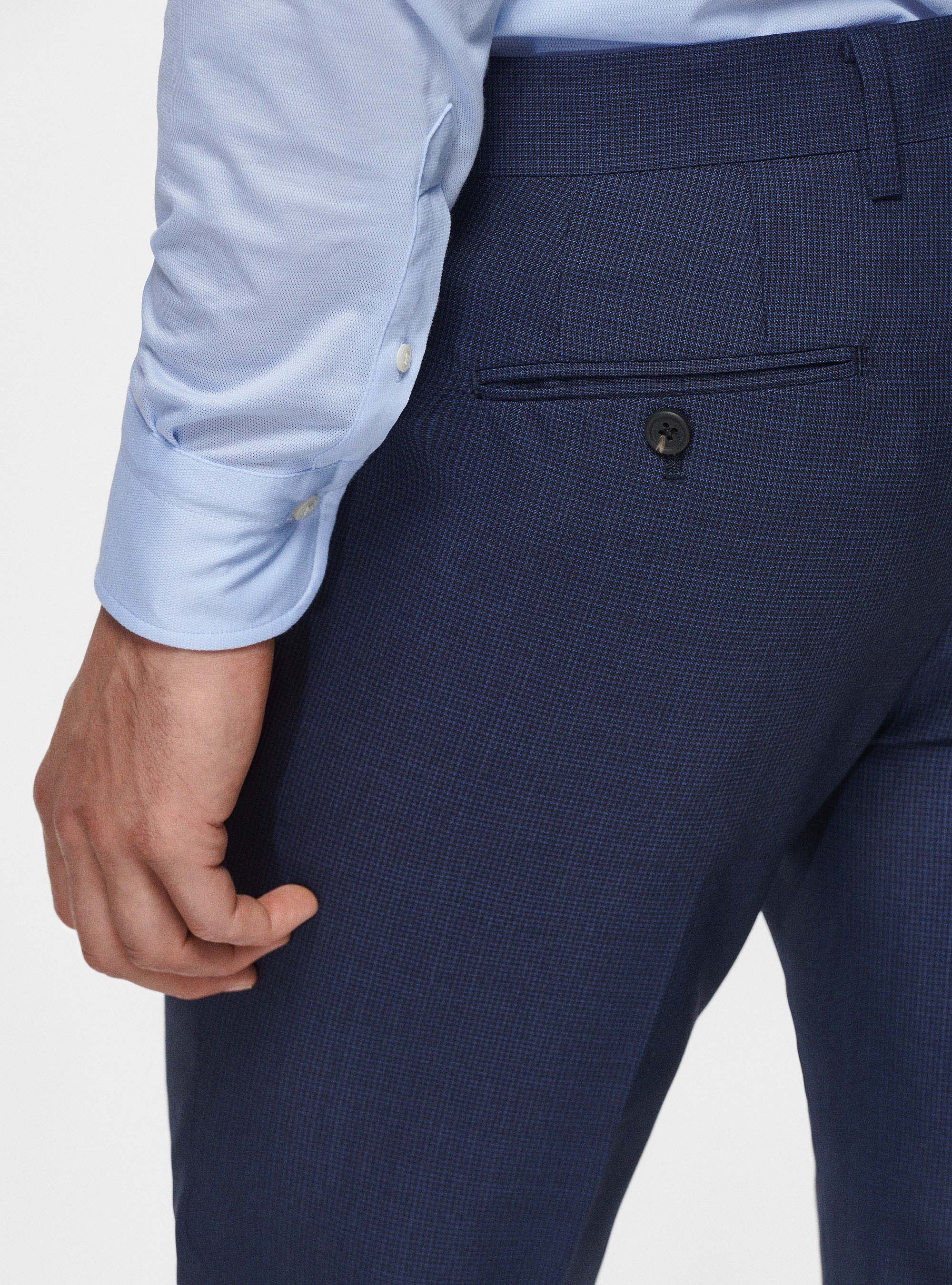 Pantaloni in pura lana pied de poule, BLU NAVY