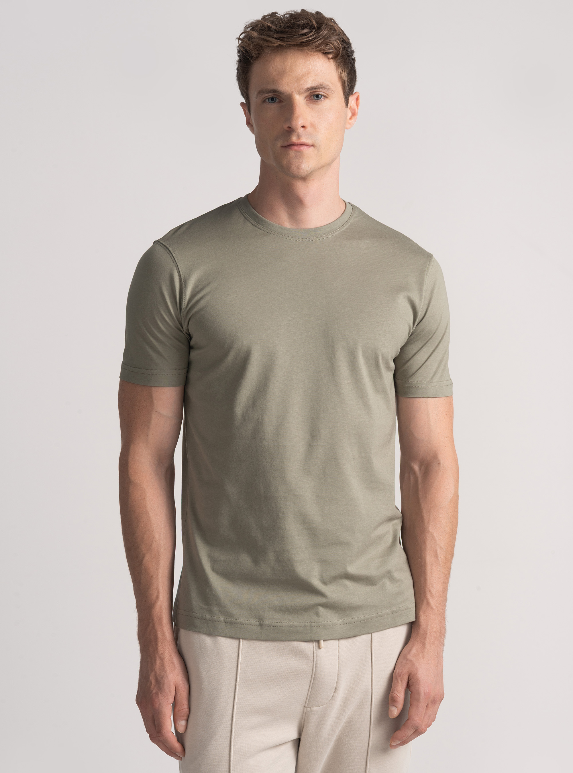 T-shirt in cotone supima mezza manica, SALVIA 0602C