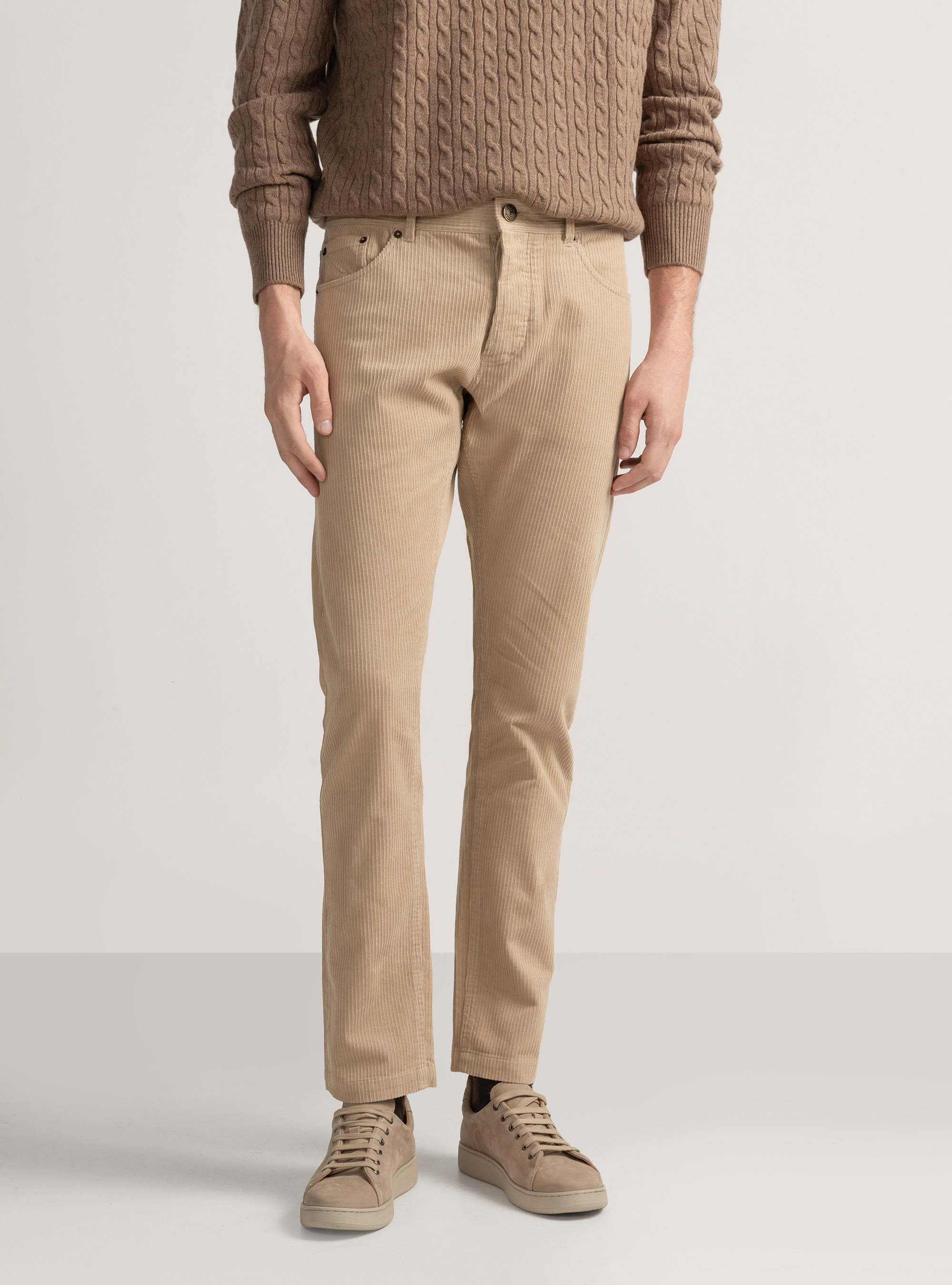 Pantaloni cinque tasche in velluto, SABBIA